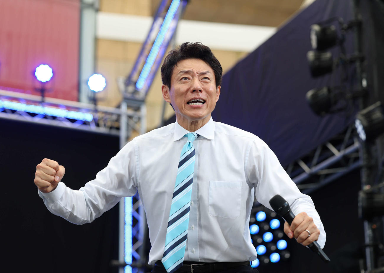 日本代表選手壮行会で熱量MAXな表情を見せる松岡さん（撮影・増田悦実）