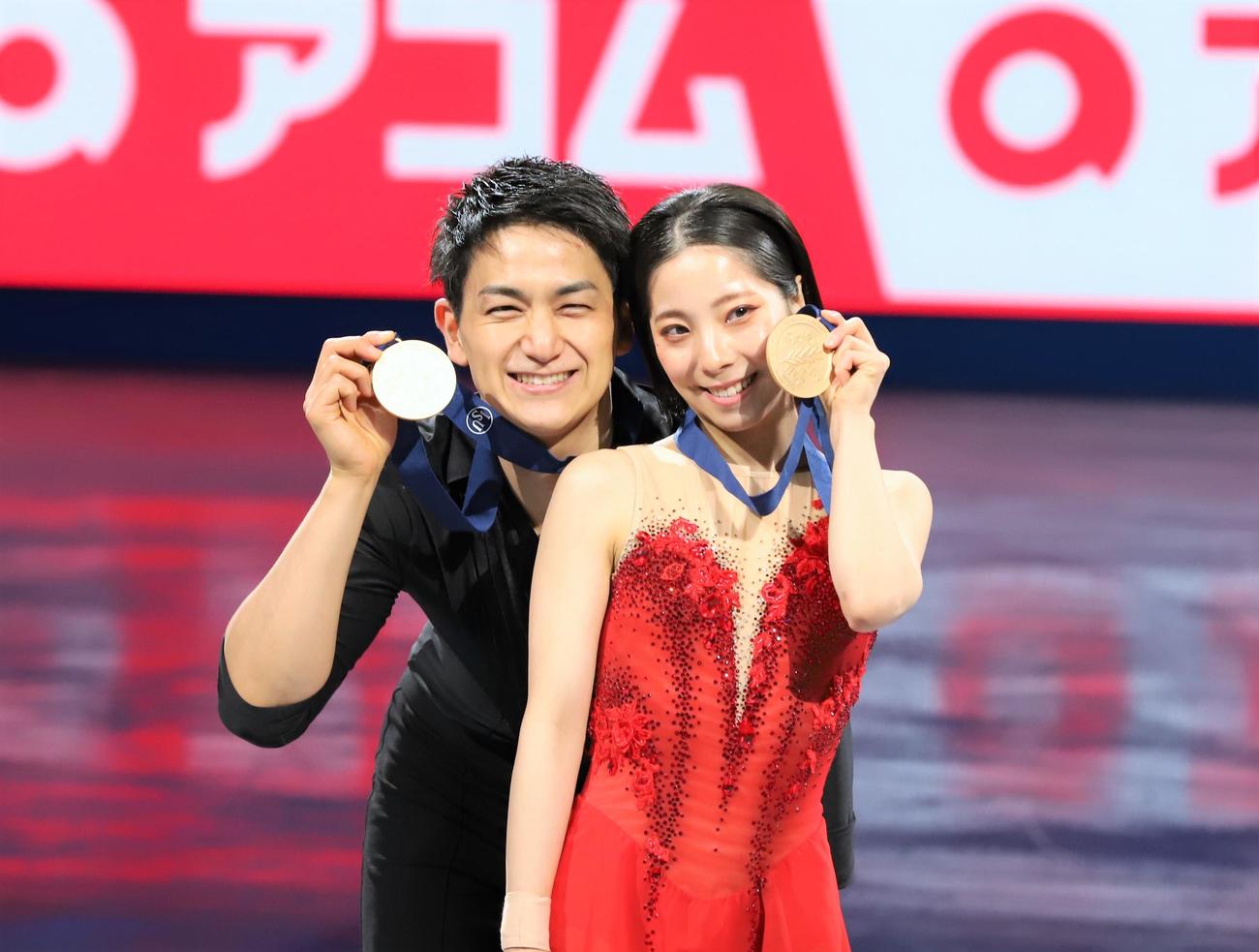世界選手権ペアで優勝した三浦（右）、木原組（2025年3月27日撮影）