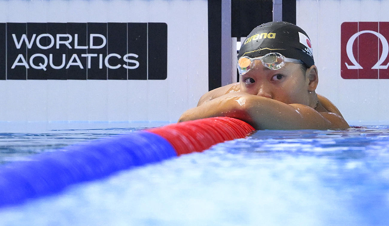 女子100メートルバタフライで7位だった平井瑞希（共同）