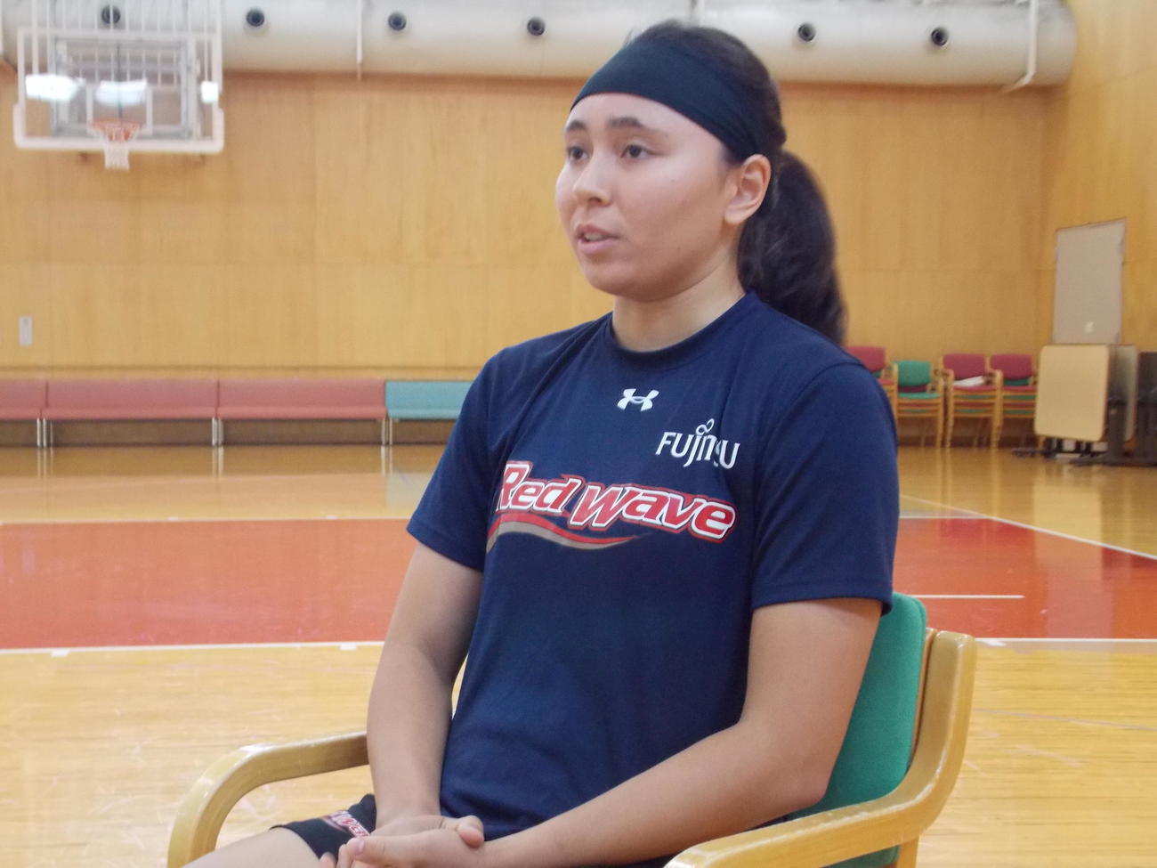 Wリーグの富士通に新加入した佐藤華純（撮影・松本航）