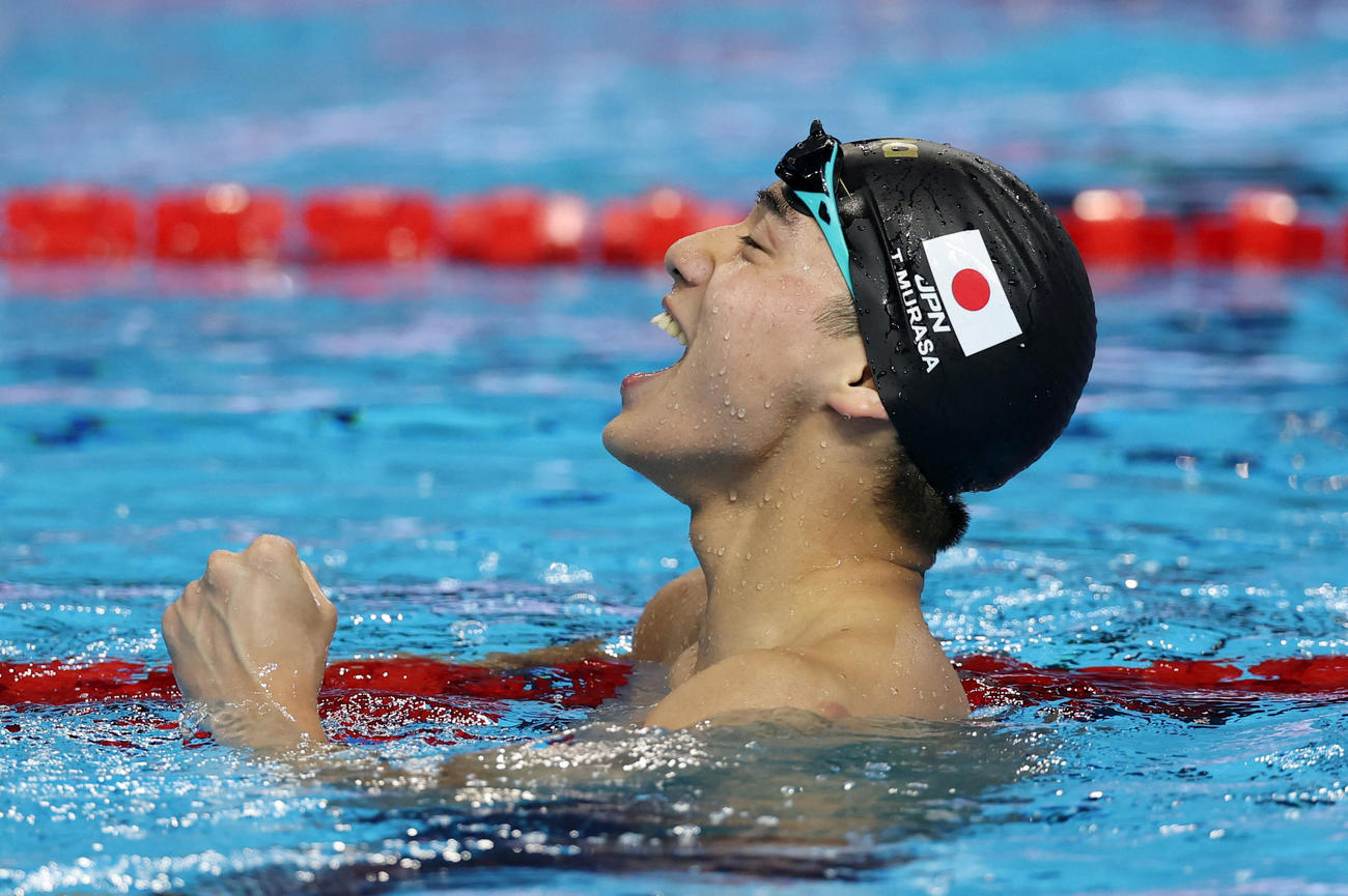 男子200メートル自由形決勝で銅メダルを獲得した村佐達也（ロイター）
