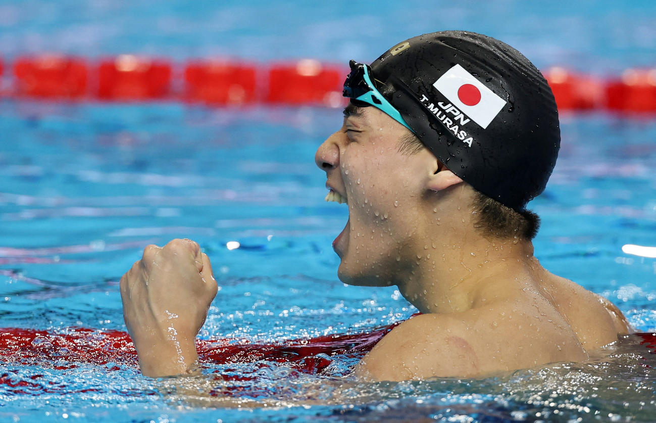 男子200メートル自由形決勝で銅メダルを獲得した村佐達也（ロイター）