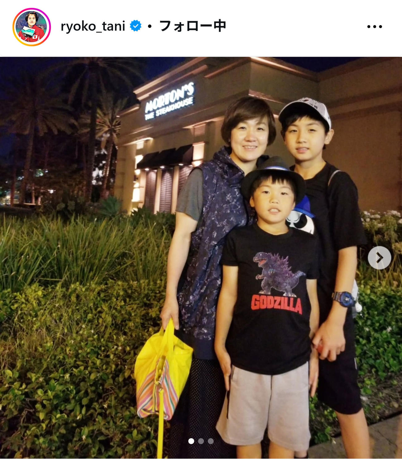 思い出の写真を投稿した谷亮子さん（インスタグラムから）