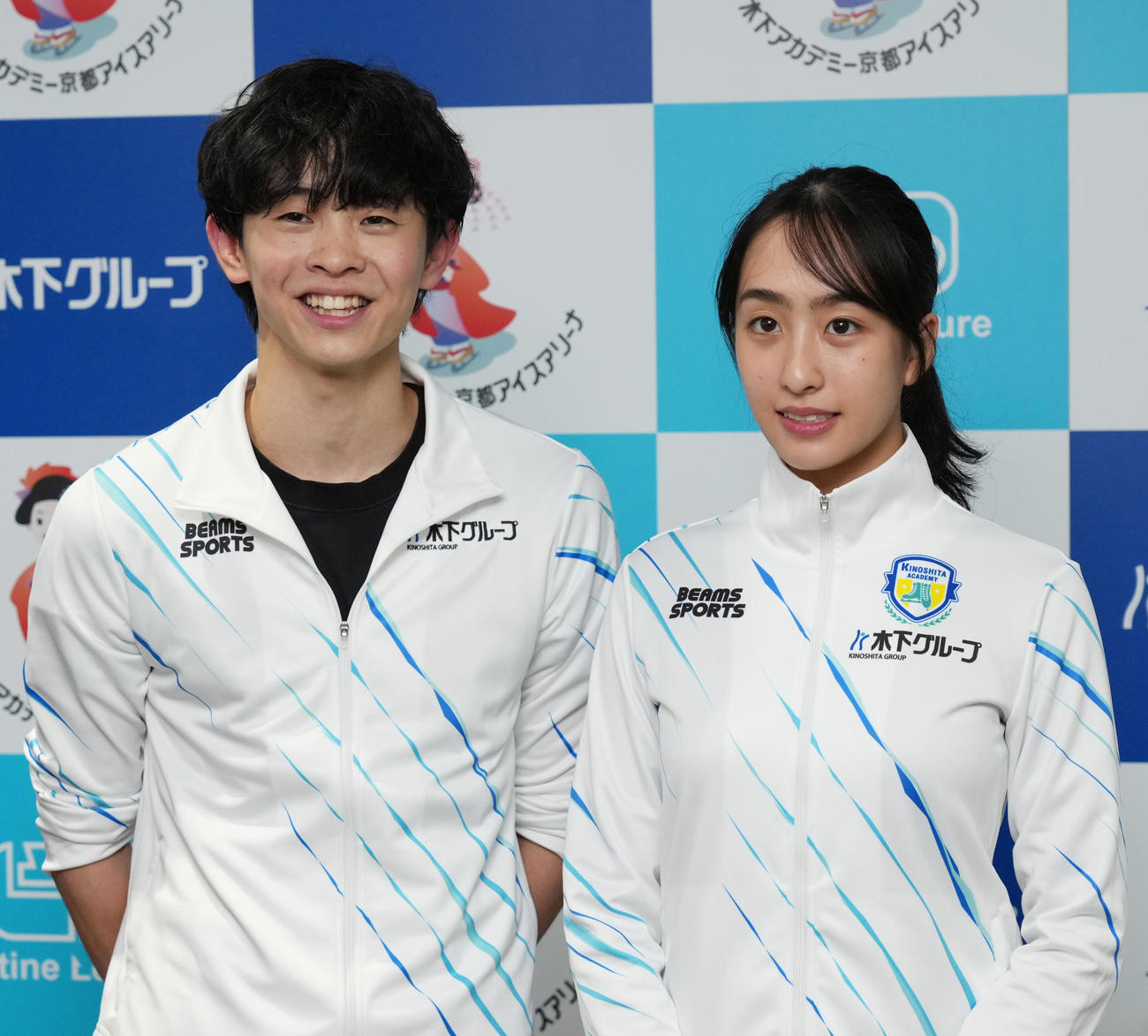 公開練習後に会見を行った櫛田育良（右）、島田高志郎組（撮影・清水貴仁）