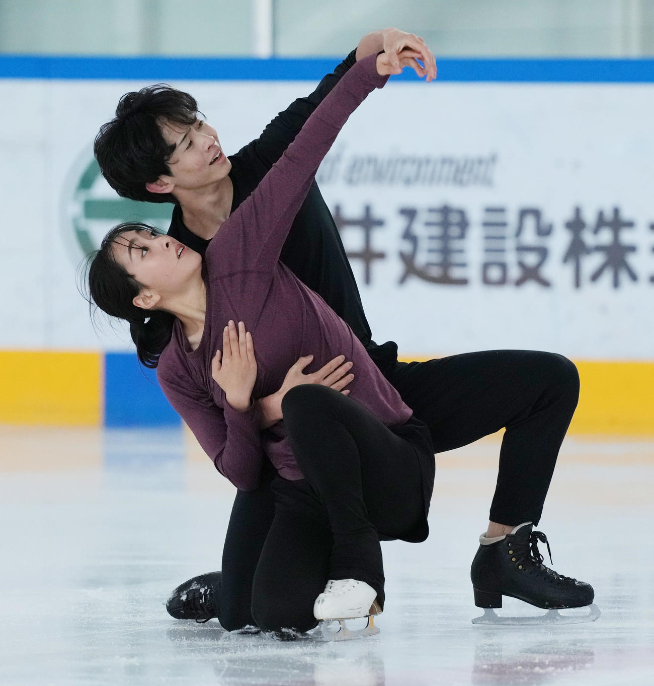 公開練習を行った櫛田育良（左）、島田高志郎組（撮影・清水貴仁）