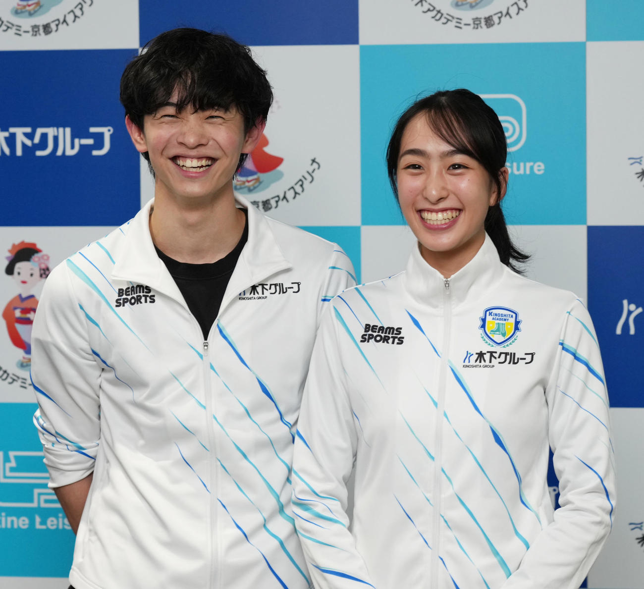 公開練習後に会見を行った櫛田育良（右）、島田高志郎組（撮影・清水貴仁）