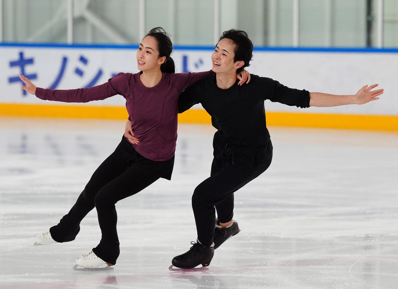 公開練習を行った櫛田育良（左）、島田高志郎組（撮影・清水貴仁）