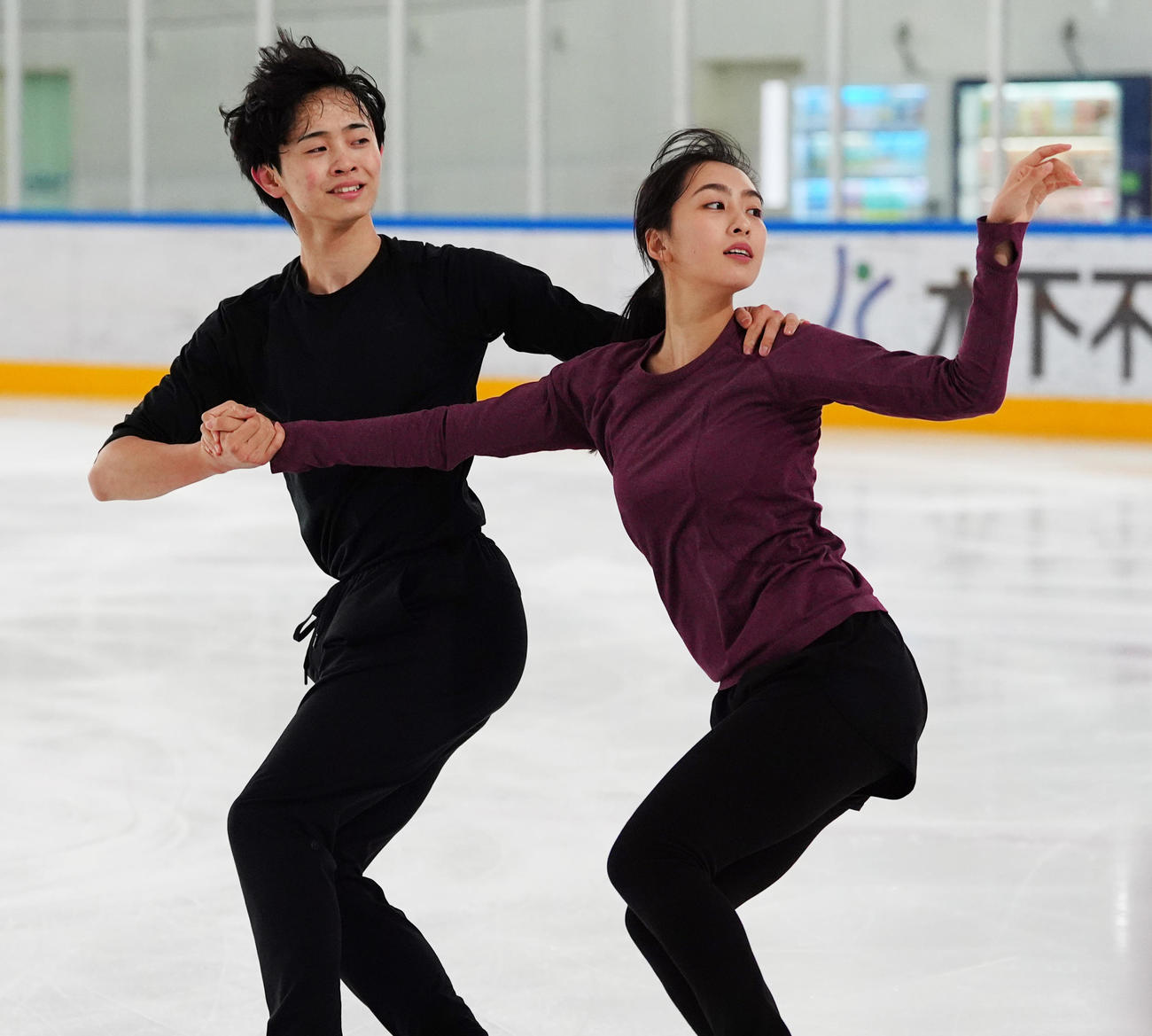 公開練習を行った櫛田育良（右）、島田高志郎組（撮影・清水貴仁）