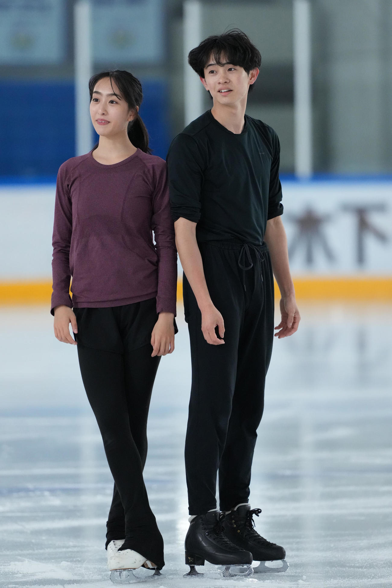 公開練習を行った櫛田育良（左）、島田高志郎組（撮影・清水貴仁）