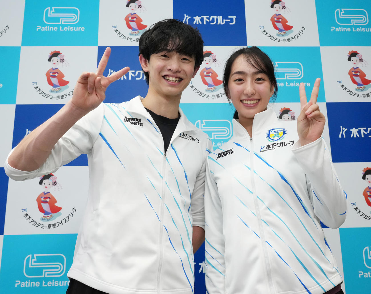 公開練習後に会見を行った櫛田育良（右）、島田高志郎組（撮影・清水貴仁）