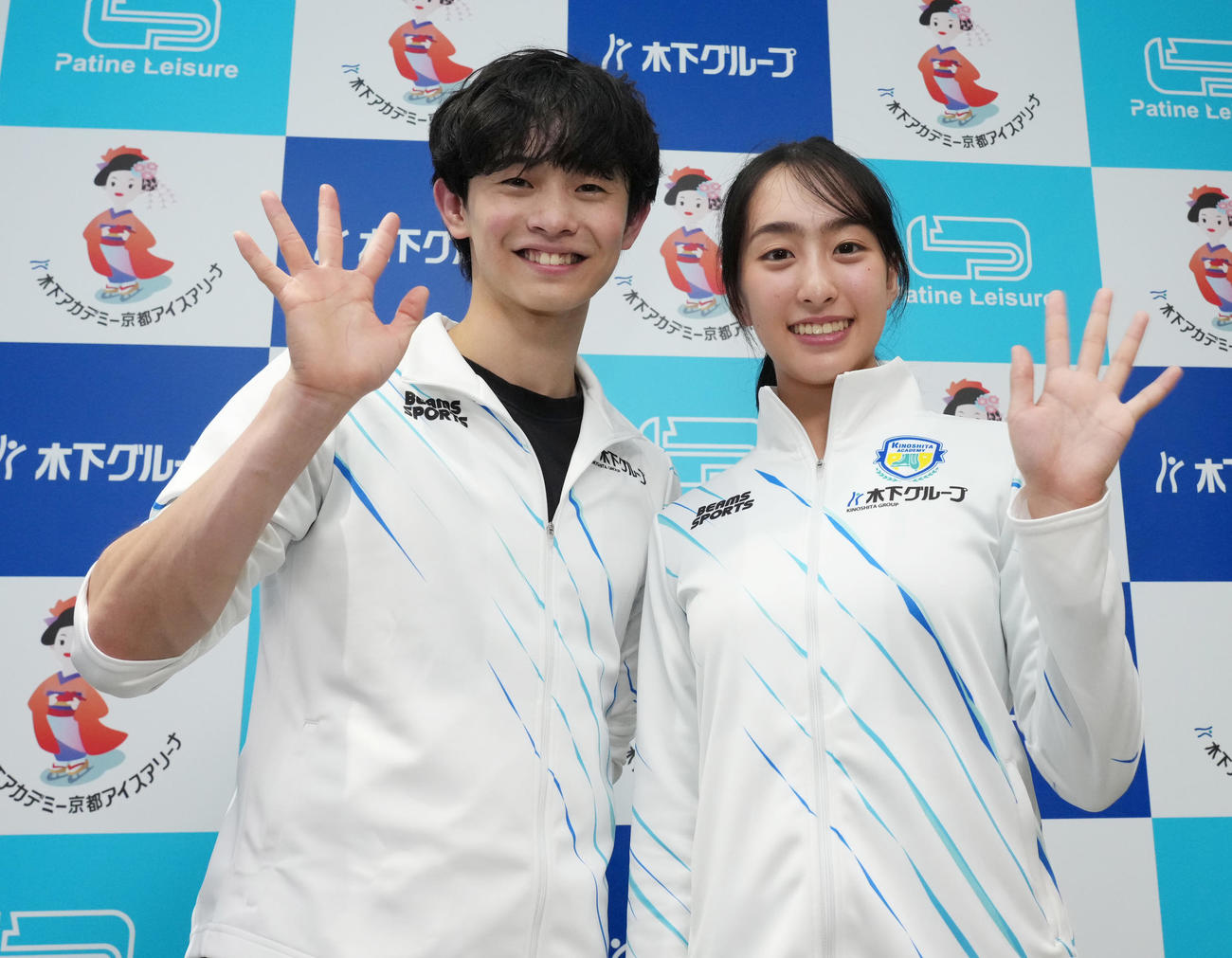 公開練習後に会見を行った櫛田育良（右）、島田高志郎組（撮影・清水貴仁）
