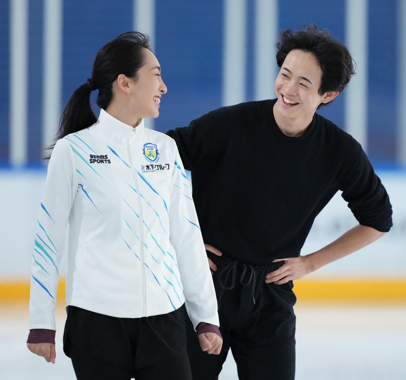 公開練習を行った櫛田育良（左）、島田高志郎組（撮影・清水貴仁）