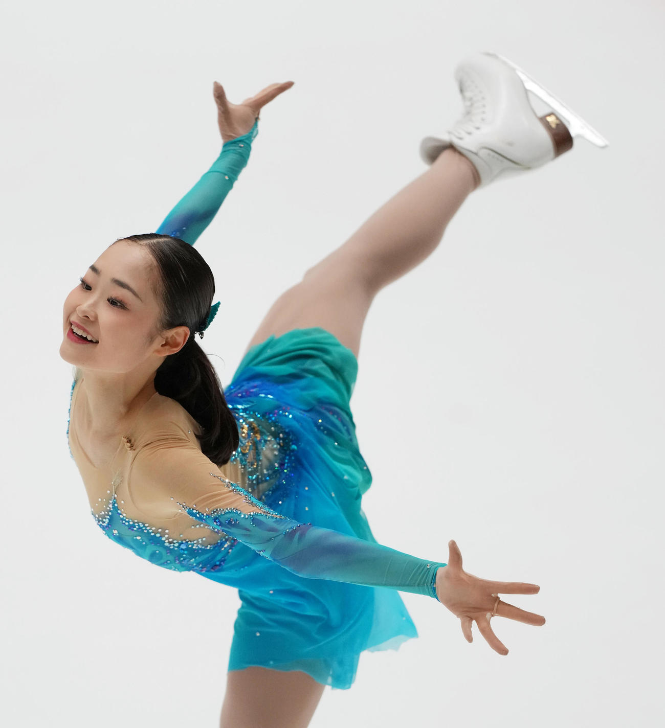 ジュニア女子フリー　演技する島田麻央（撮影・清水貴仁）