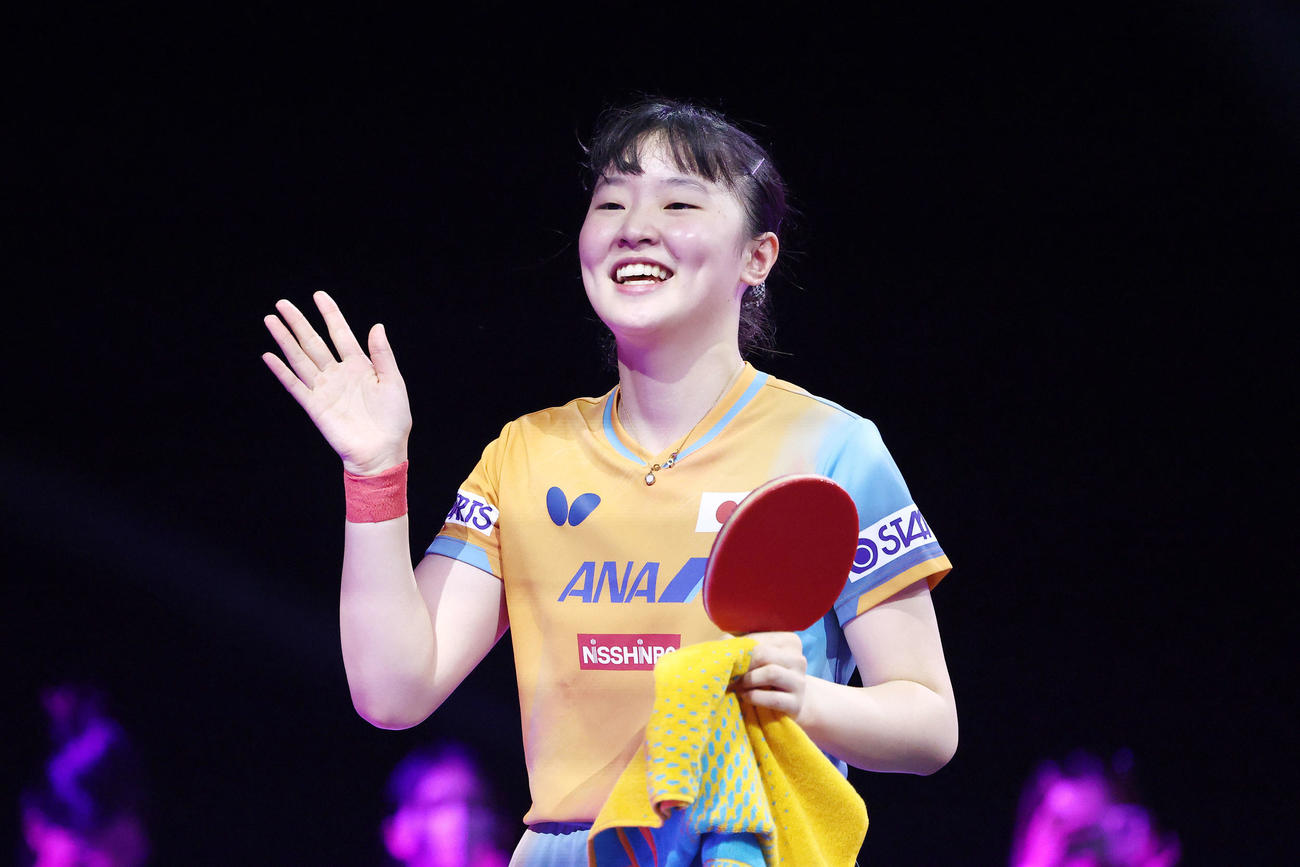 WTT CHAMPIONS YOKOHAMA 2025　笑顔の張本美和（2025年8月8日撮影）
