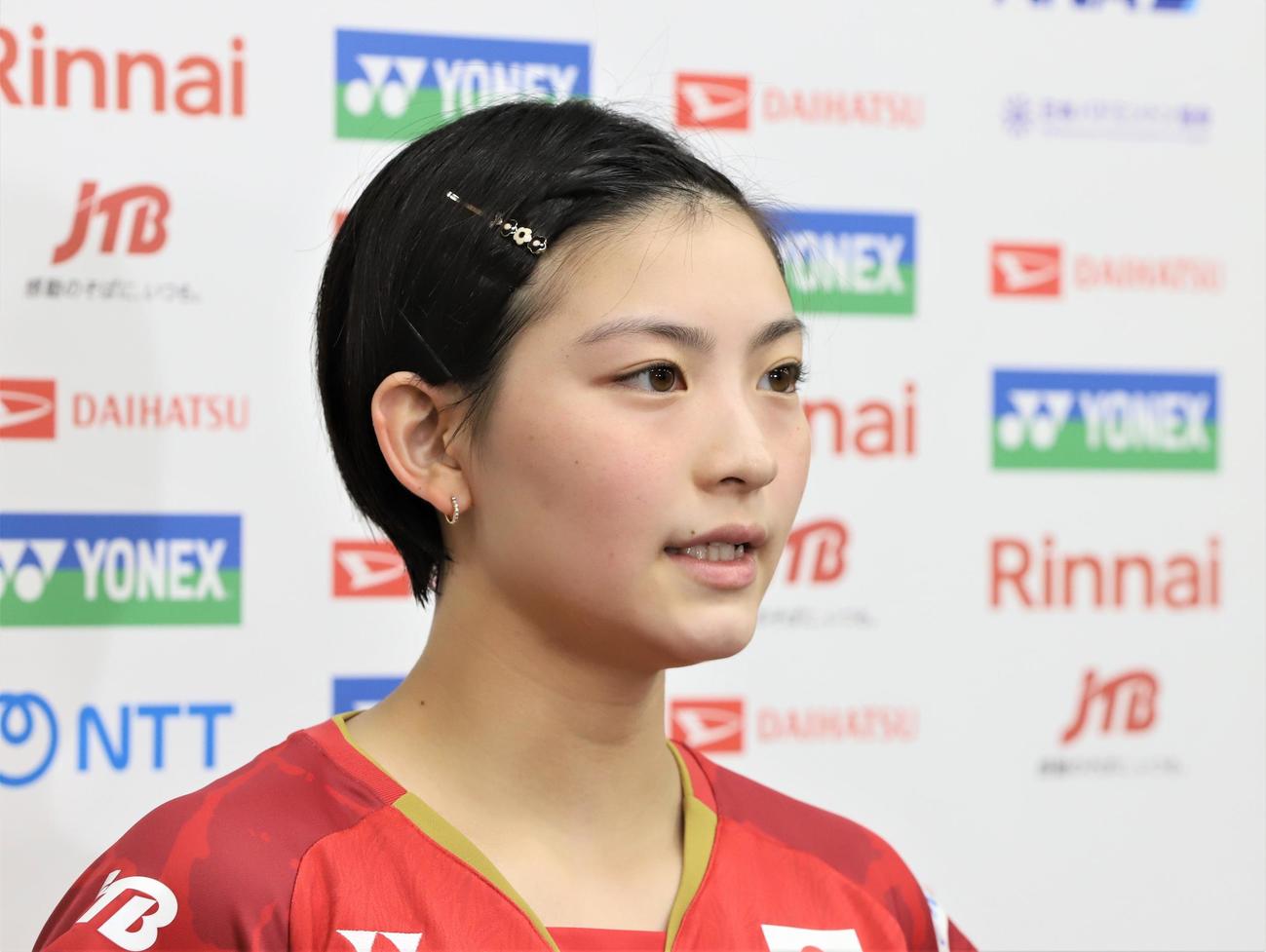 世界選手権へ向けた代表合宿の合間に取材に応じる宮崎（撮影・藤塚大輔）