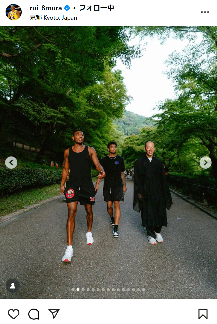 八村塁のインスタグラムから