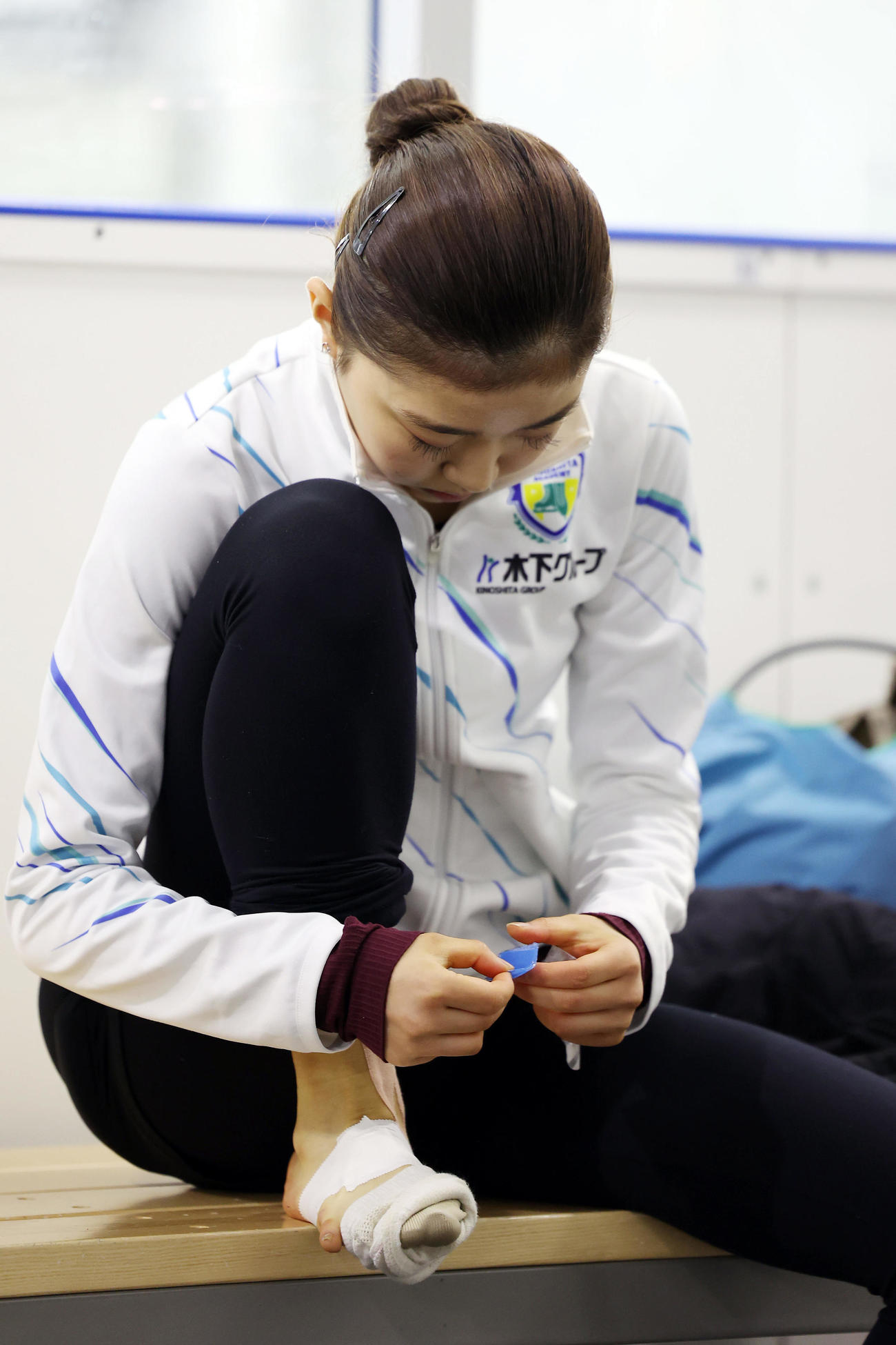 練習を公開し、準備する千葉（撮影・前田充）