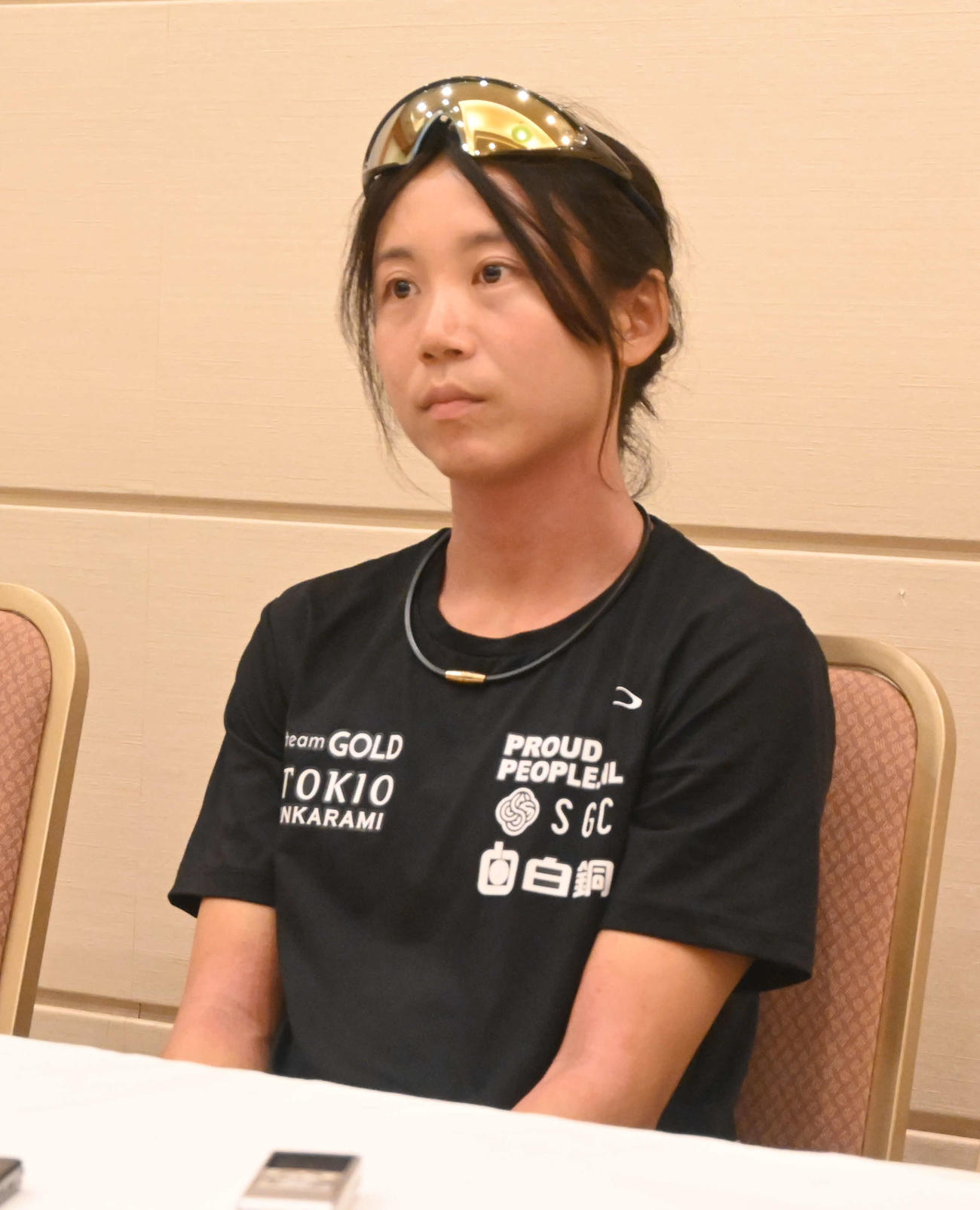 取材に応じる高木美帆（撮影・飯岡大暉）