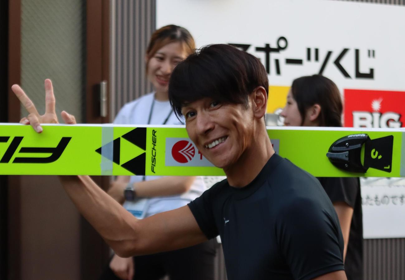 公式練習に参加する葛西（撮影・保坂果那）