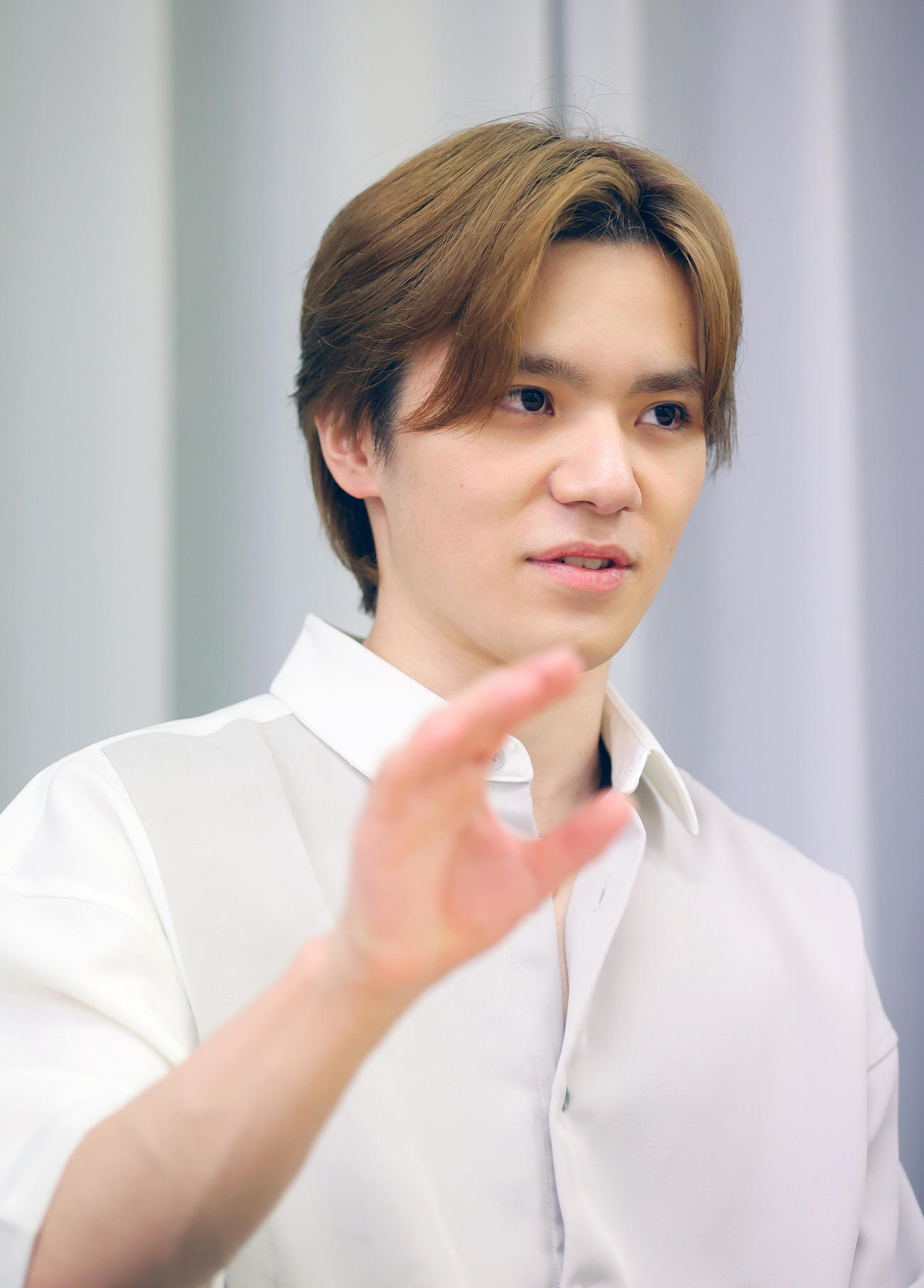 記者会見する宇野昌磨さん（撮影・上山淳一）