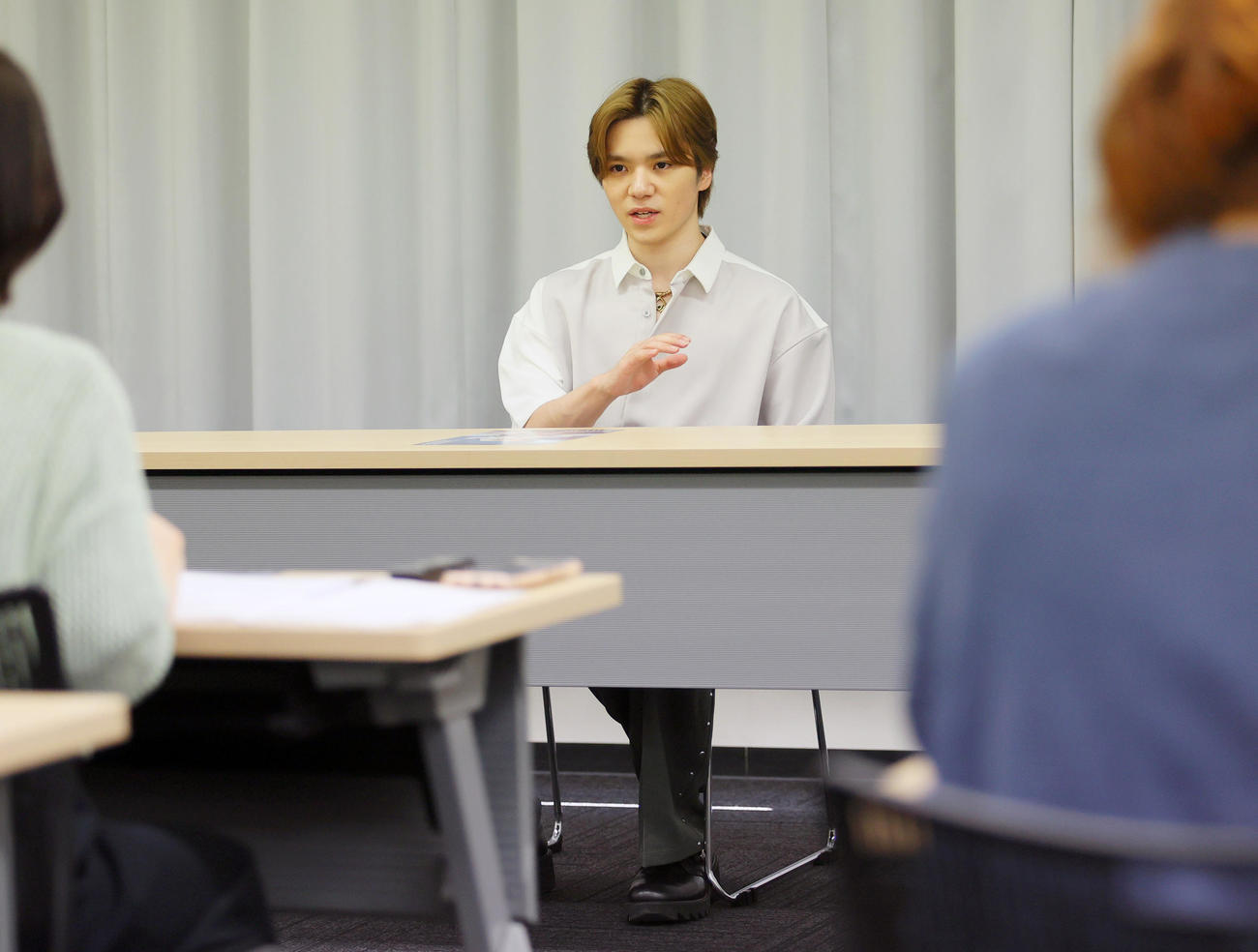 記者会見する宇野昌磨さん（撮影・上山淳一）