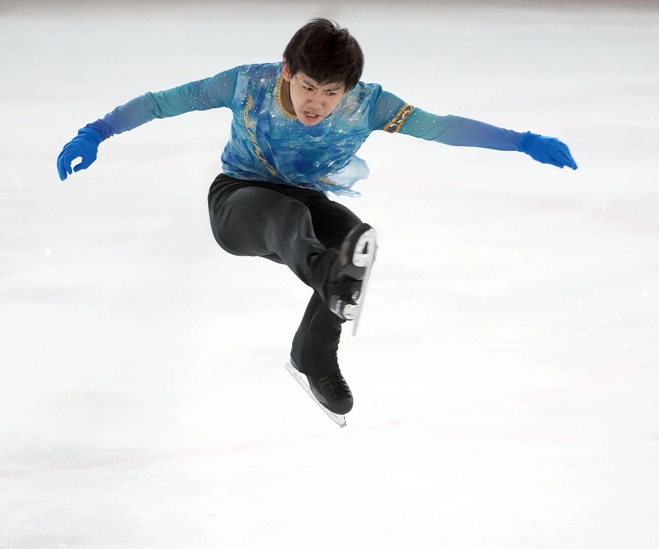 ジュニア男子　フリー演技を披露する2位の蛯原（撮影・たえ見朱実）