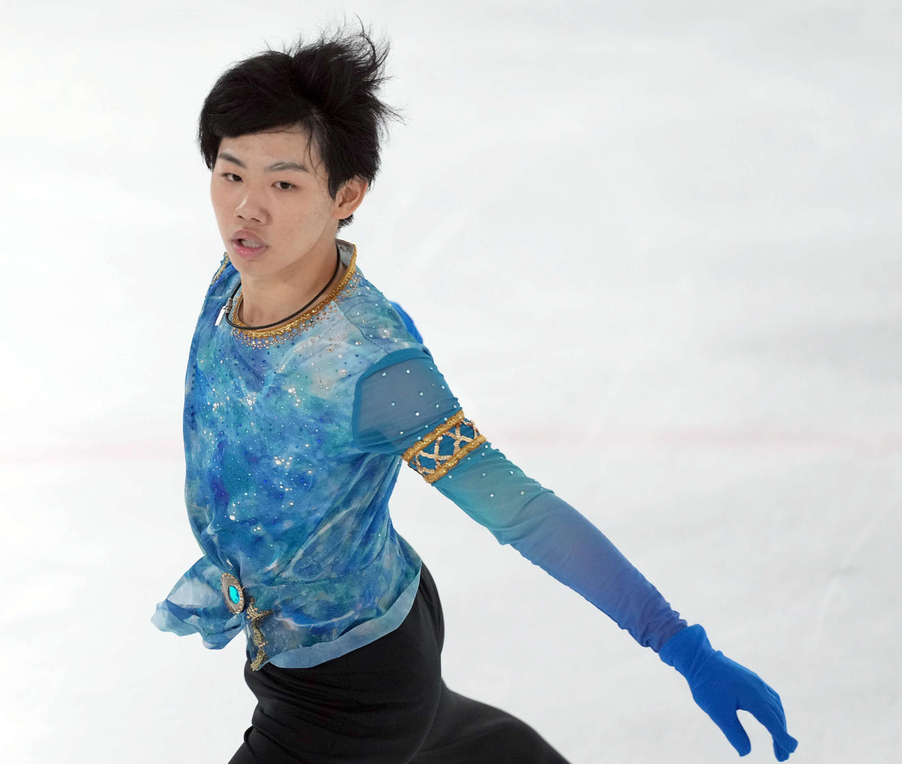 ジュニア男子　フリーの演技を披露する2位の蛯原（撮影・たえ見朱実）