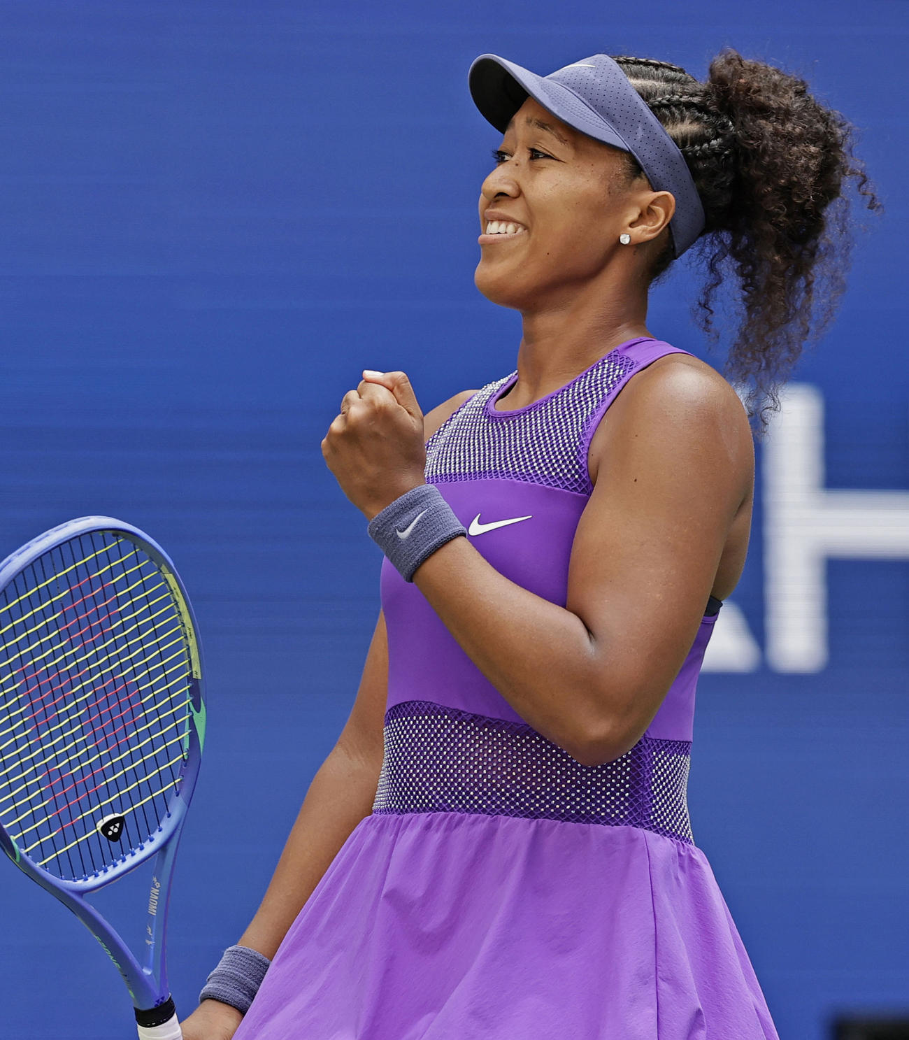 女子シングルス4回戦で勝利し、笑顔を見せる大坂なおみ＝ニューヨーク（共同）