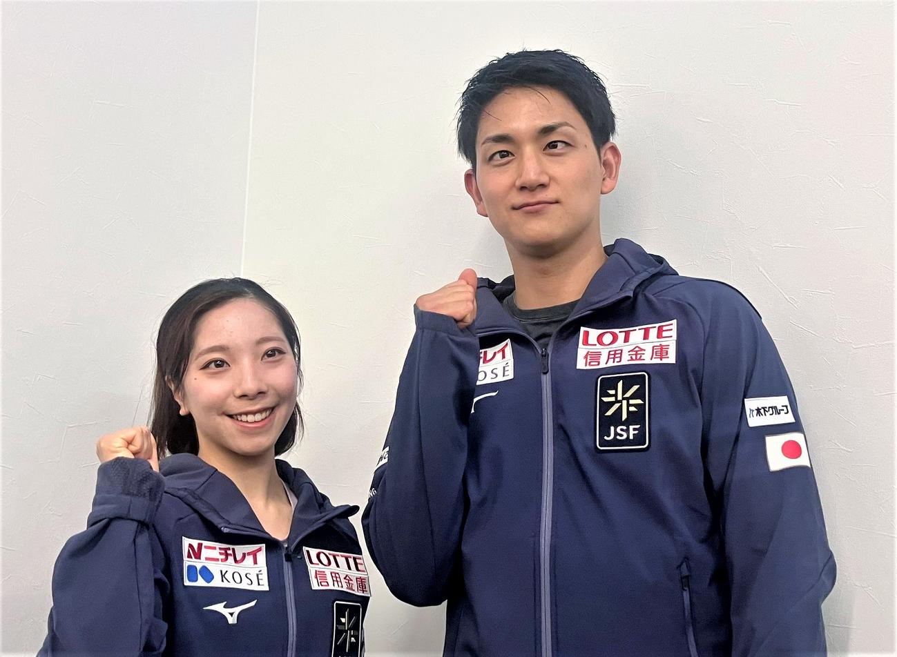 木下グループ杯の開幕前日に取材に応じた三浦（左）木原組（撮影・藤塚大輔）