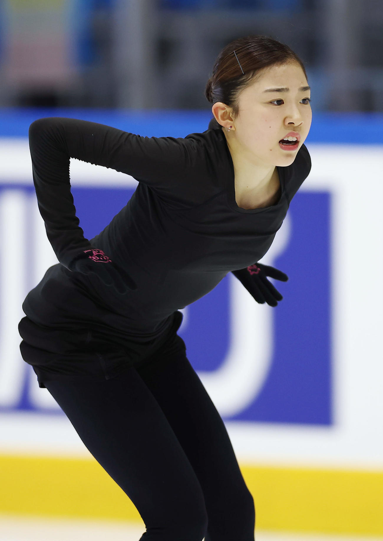女子フリーに向け練習する千葉（撮影・前田充）