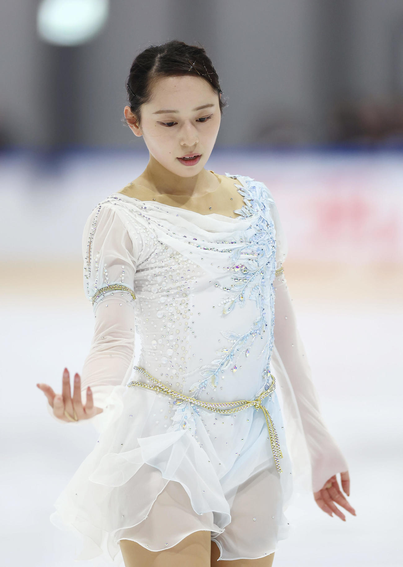女子フリーに向け練習する三宅（撮影・前田充）