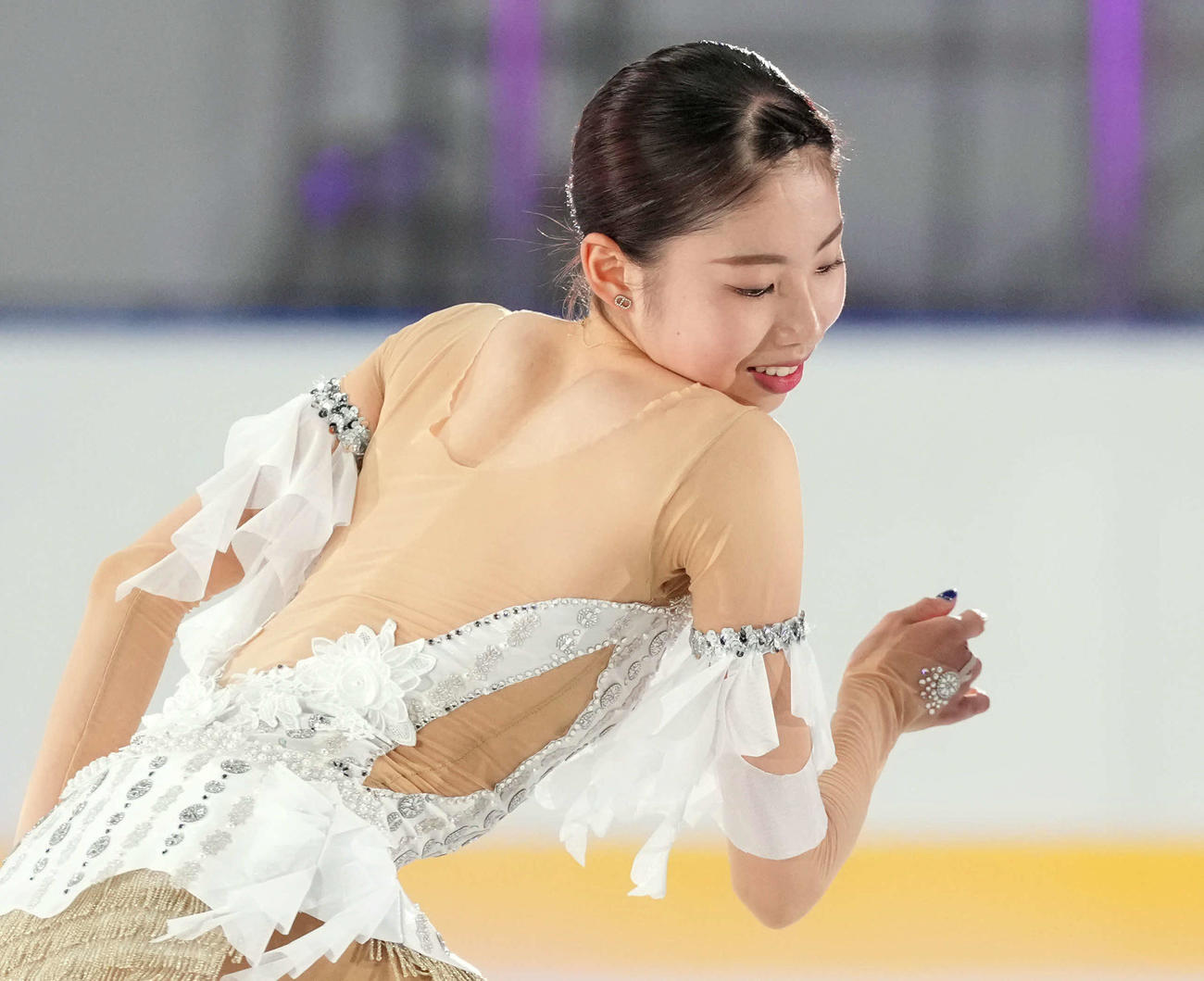 「東京辰巳アイスアリーナ」の開業イベントで演技を披露する住吉りをん（撮影・たえ見朱実）