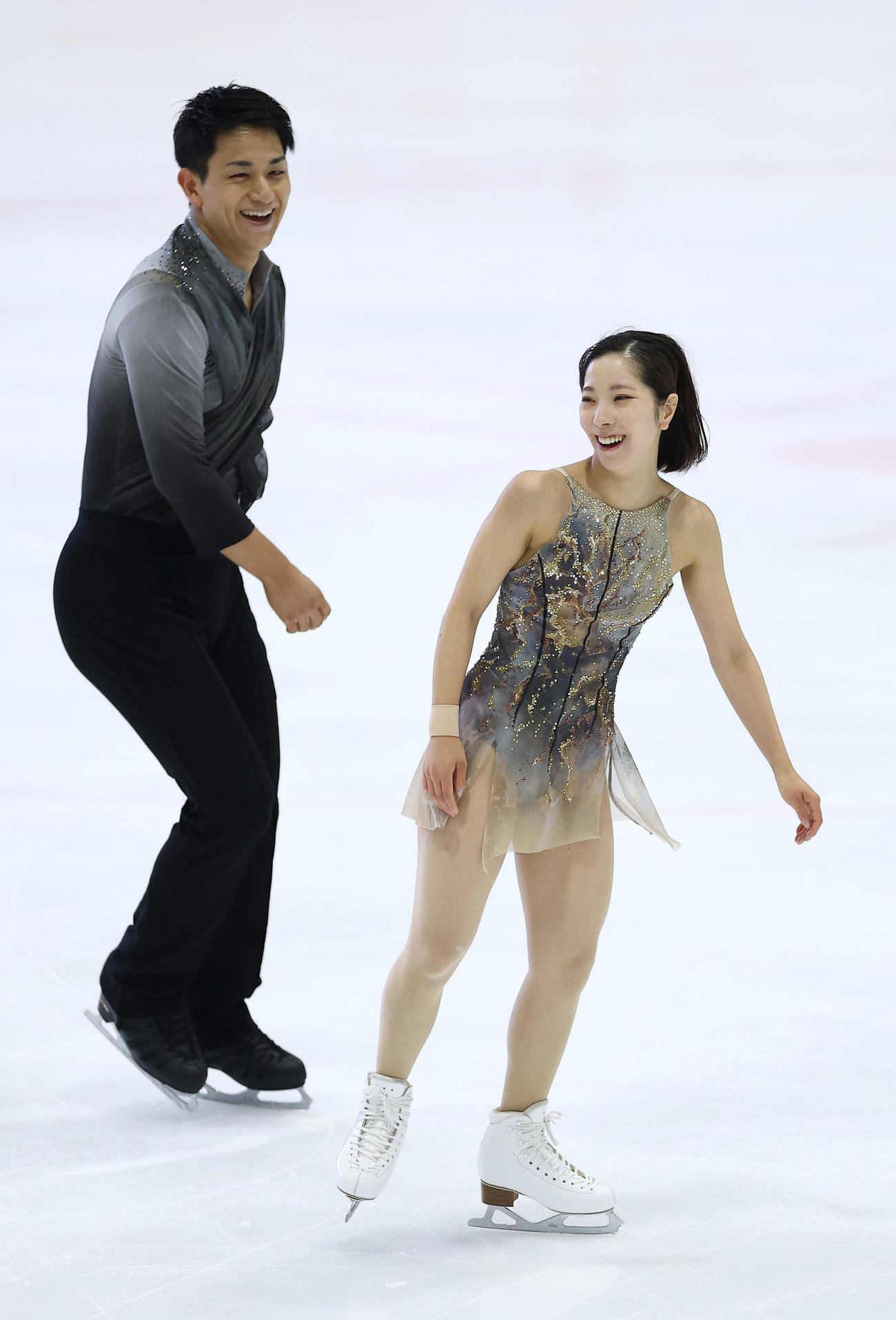 ペアフリーに向け練習に臨む三浦（右）、木原組（撮影・前田充）
