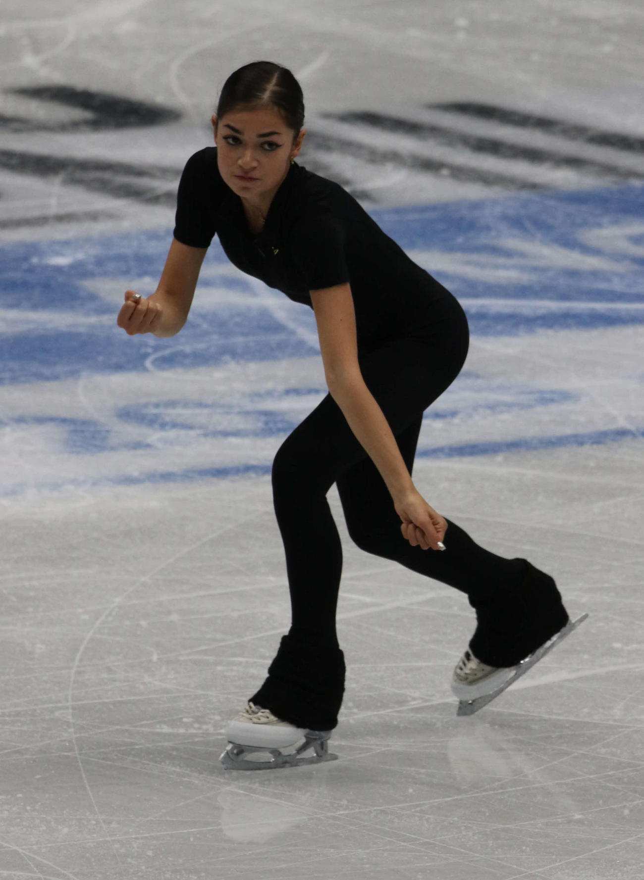 ミラノ・コルティナ冬季五輪最終予選の公式練習に臨んだアデリア・ペトロシャン（撮影・松本航）