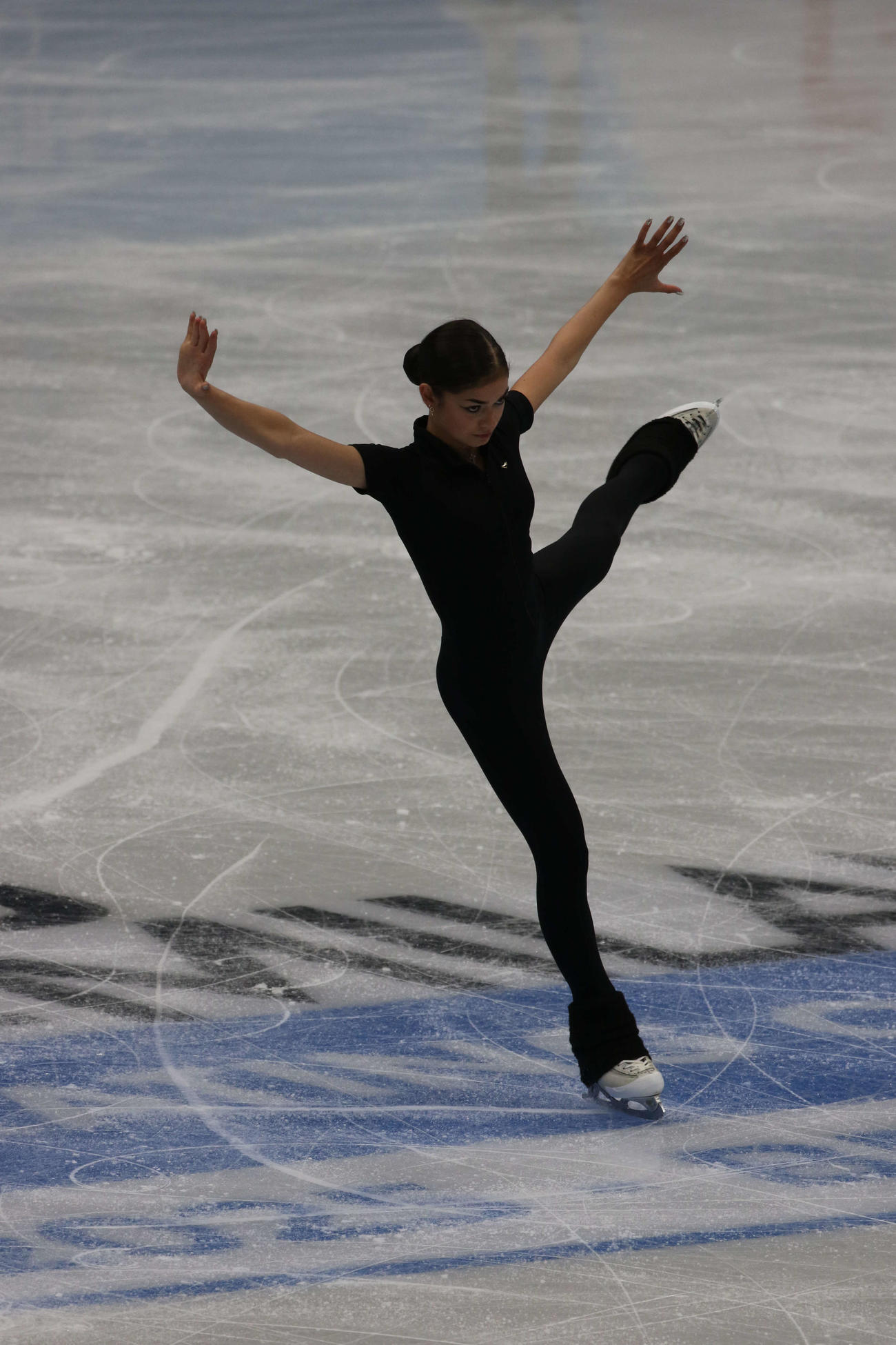 ミラノ・コルティナ冬季五輪最終予選の公式練習に臨んだアデリア・ペトロシャン（撮影・松本航）