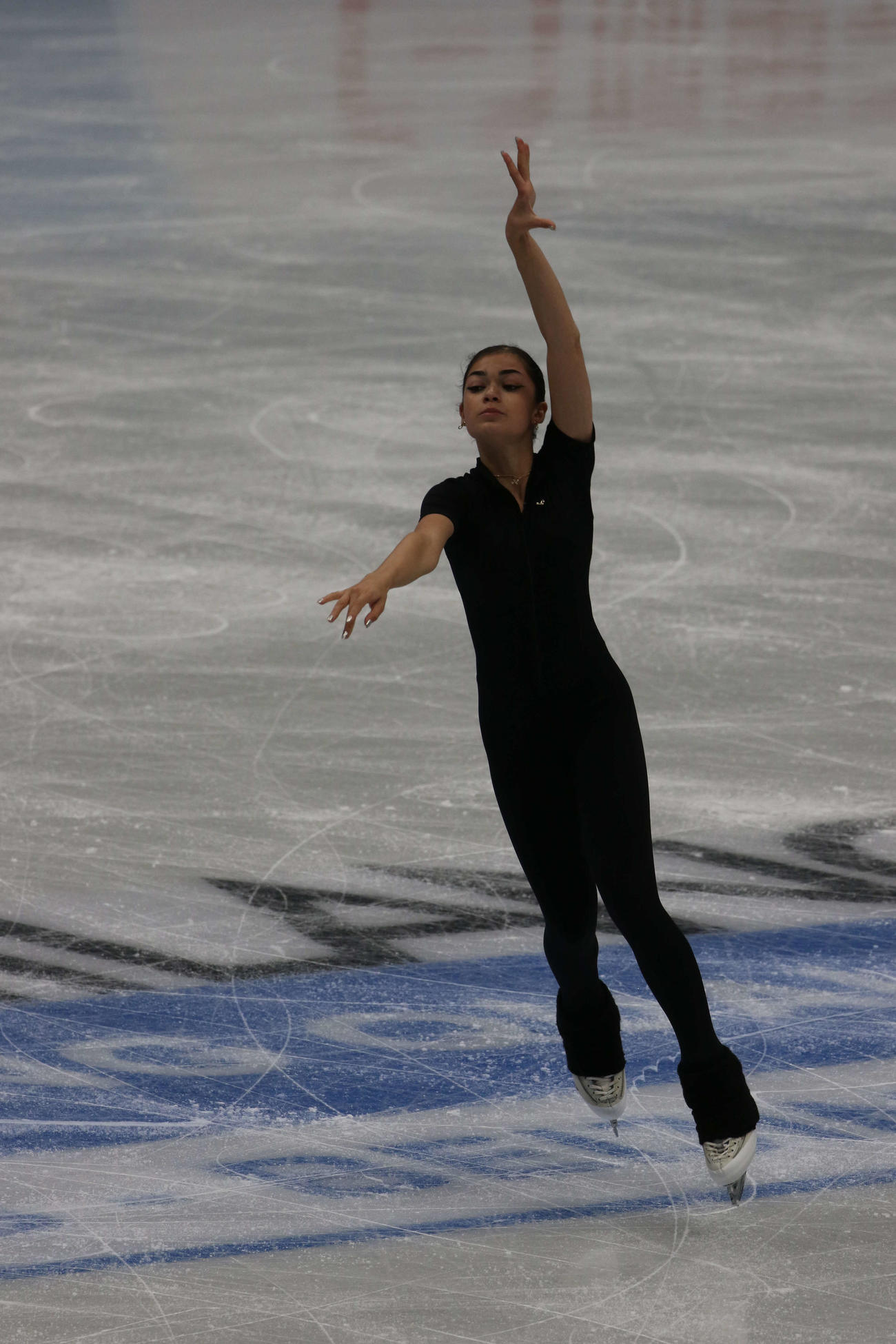 ミラノ・コルティナ冬季五輪最終予選の公式練習に臨んだアデリア・ペトロシャン（撮影・松本航）