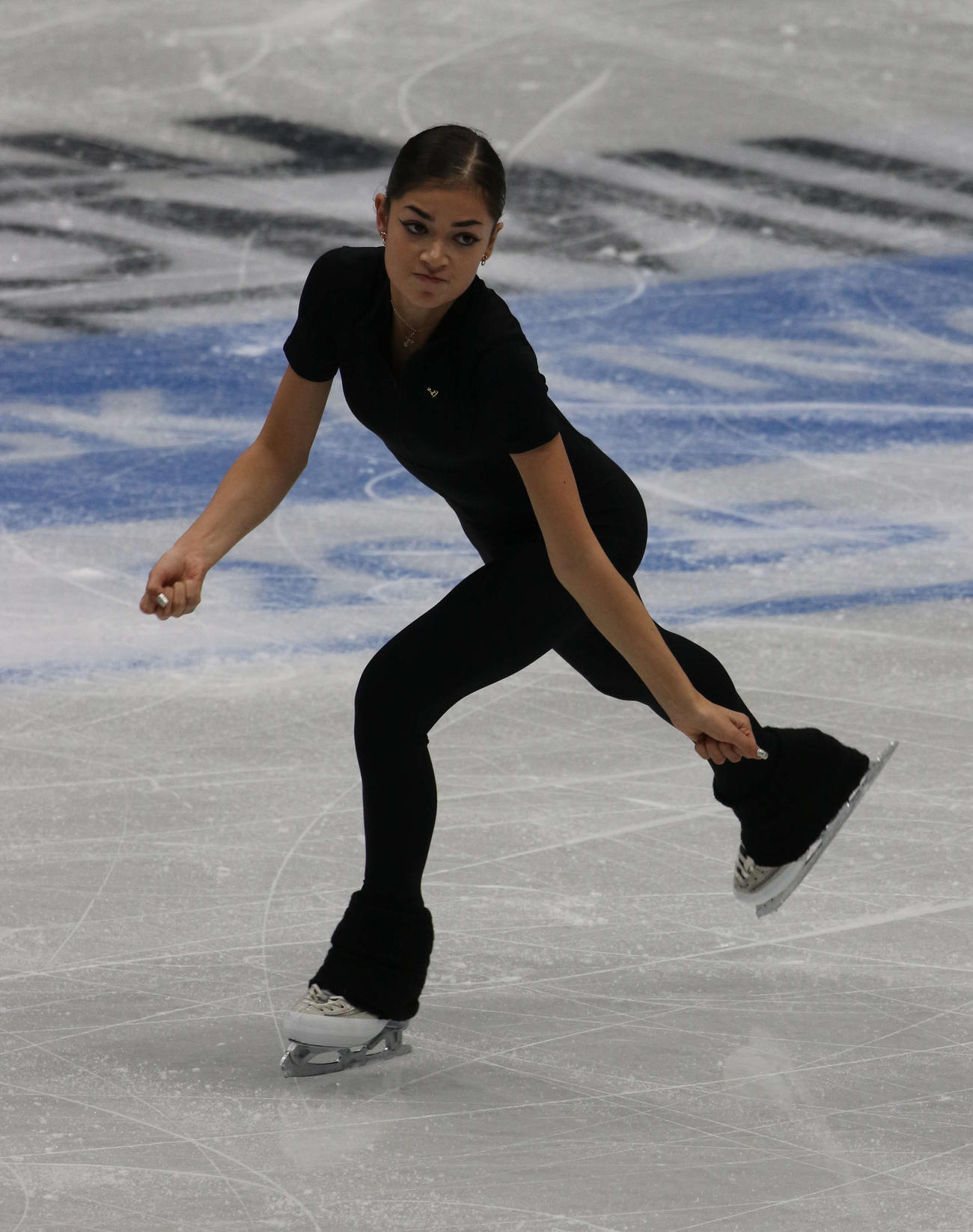 ミラノ・コルティナ冬季五輪最終予選の公式練習に臨んだアデリア・ペトロシャン（撮影・松本航）