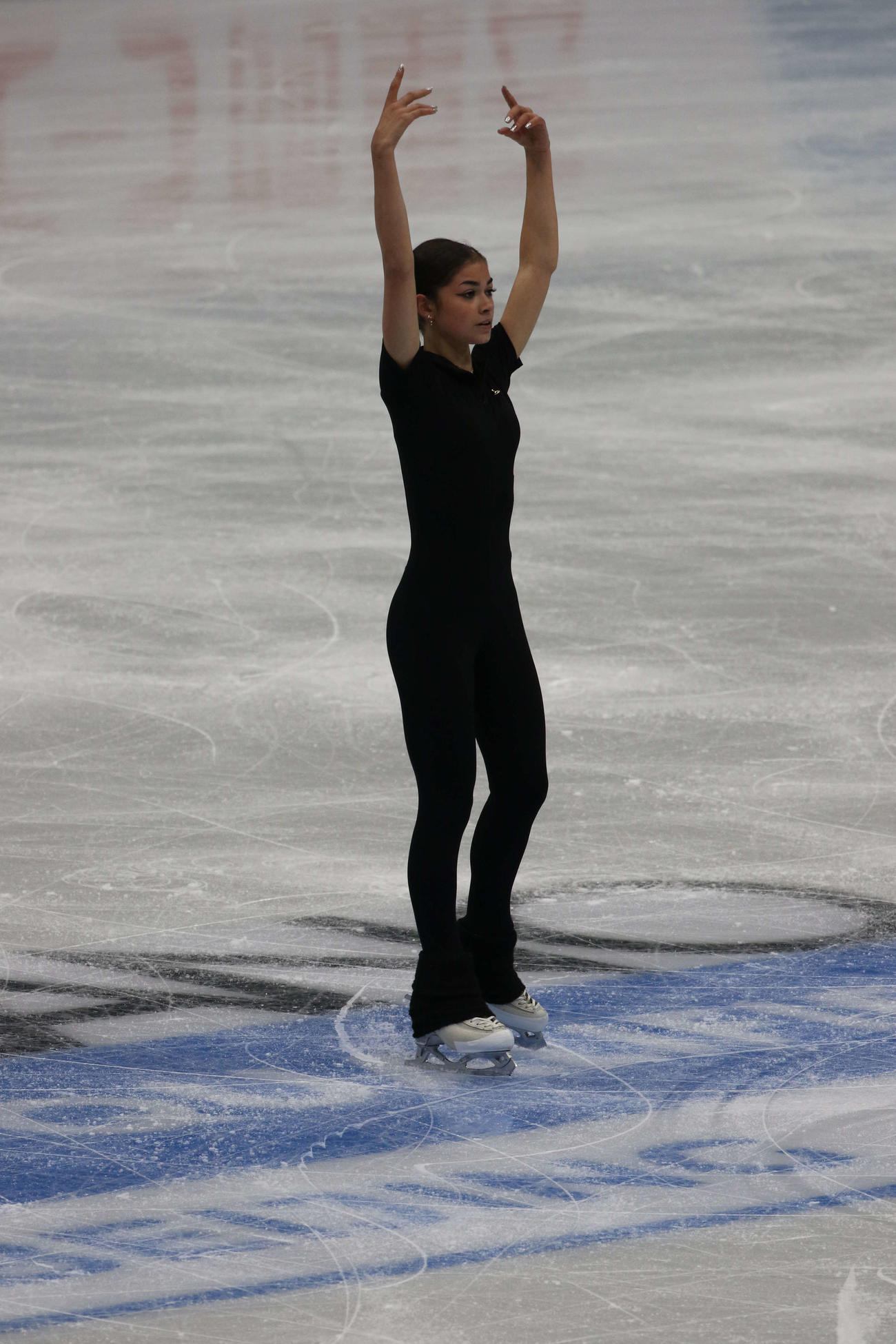 ミラノ・コルティナ冬季五輪最終予選の公式練習に臨んだアデリア・ペトロシャン（撮影・松本航）