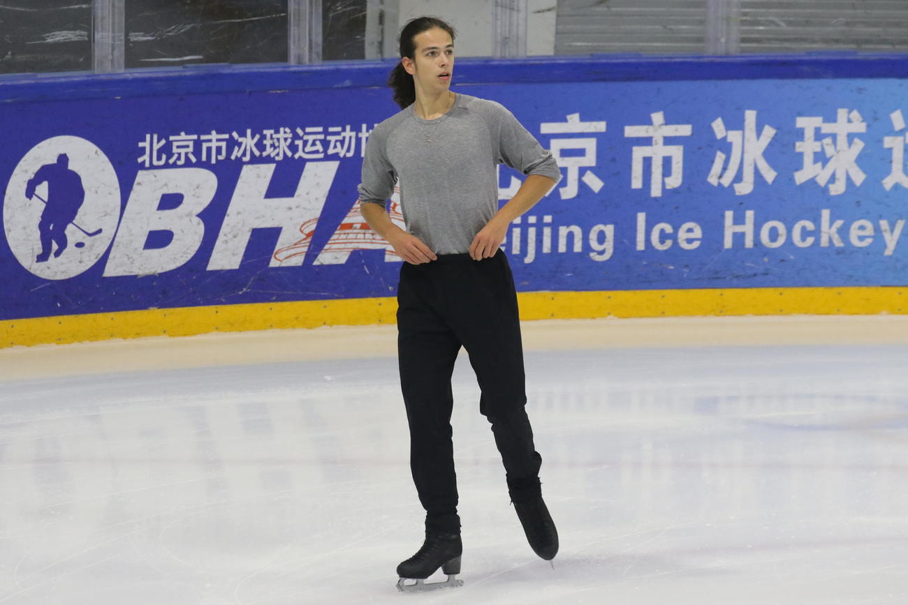 ミラノ・コルティナ冬季五輪最終予選の公式練習に臨んだピョートル・グメンニク（撮影・松本航）