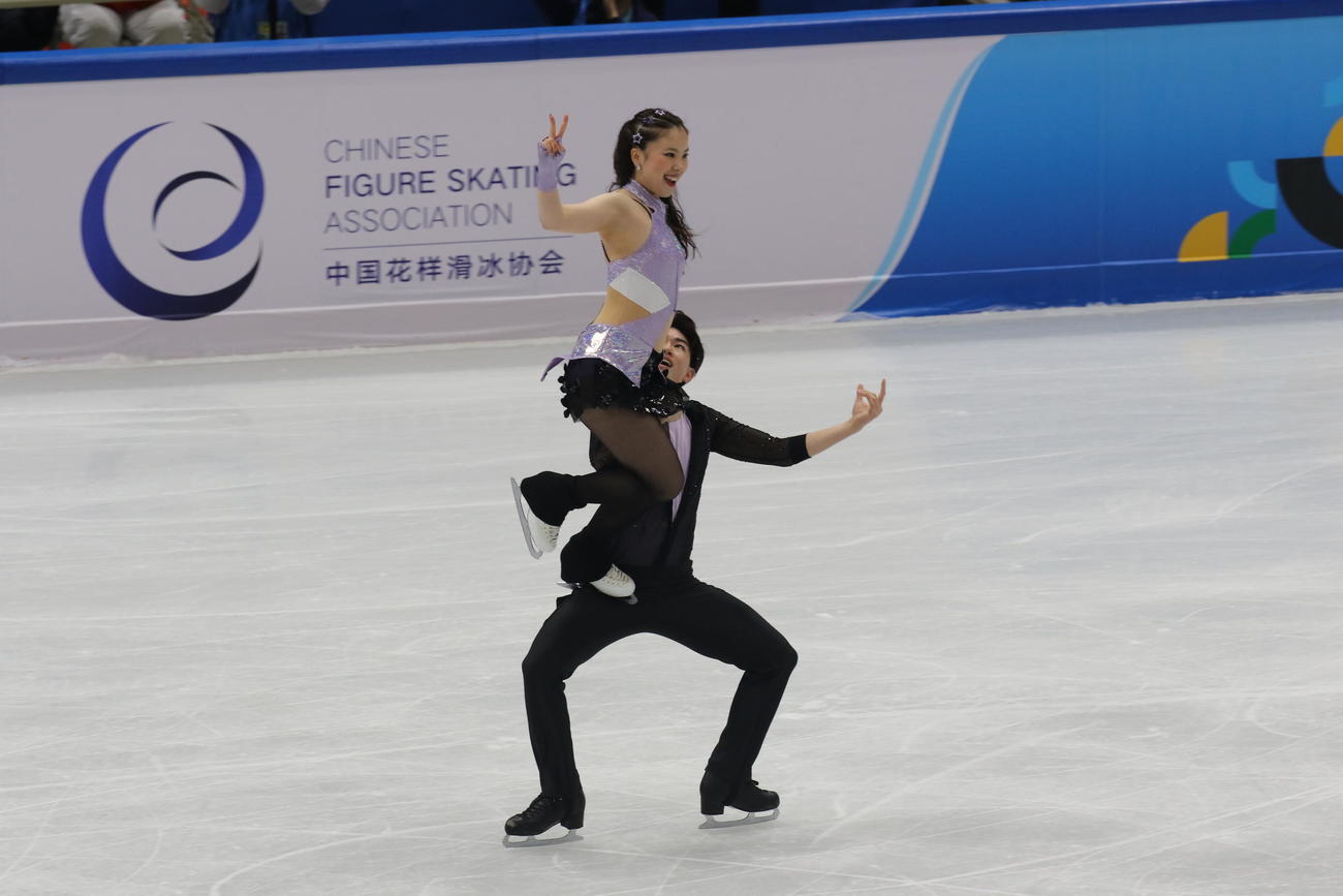 ミラノ・コルティナ冬季五輪最終予選アイスダンスRD　演技する吉田唄菜（左）と森田真沙也（撮影・松本航）