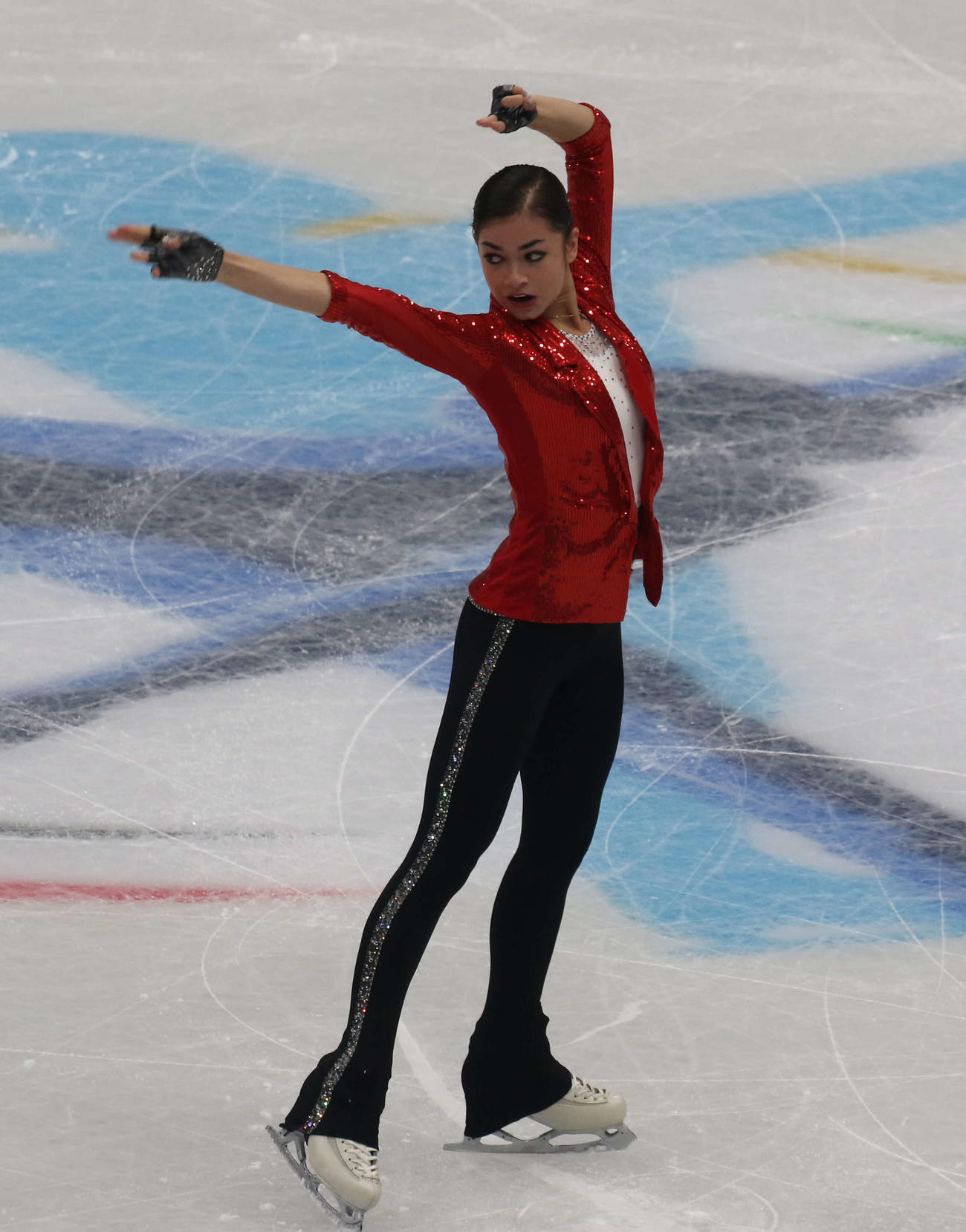 ミラノ・コルティナ冬季五輪最終予選女子SP　演技するアデリア・ペトロシャン（撮影・松本航）