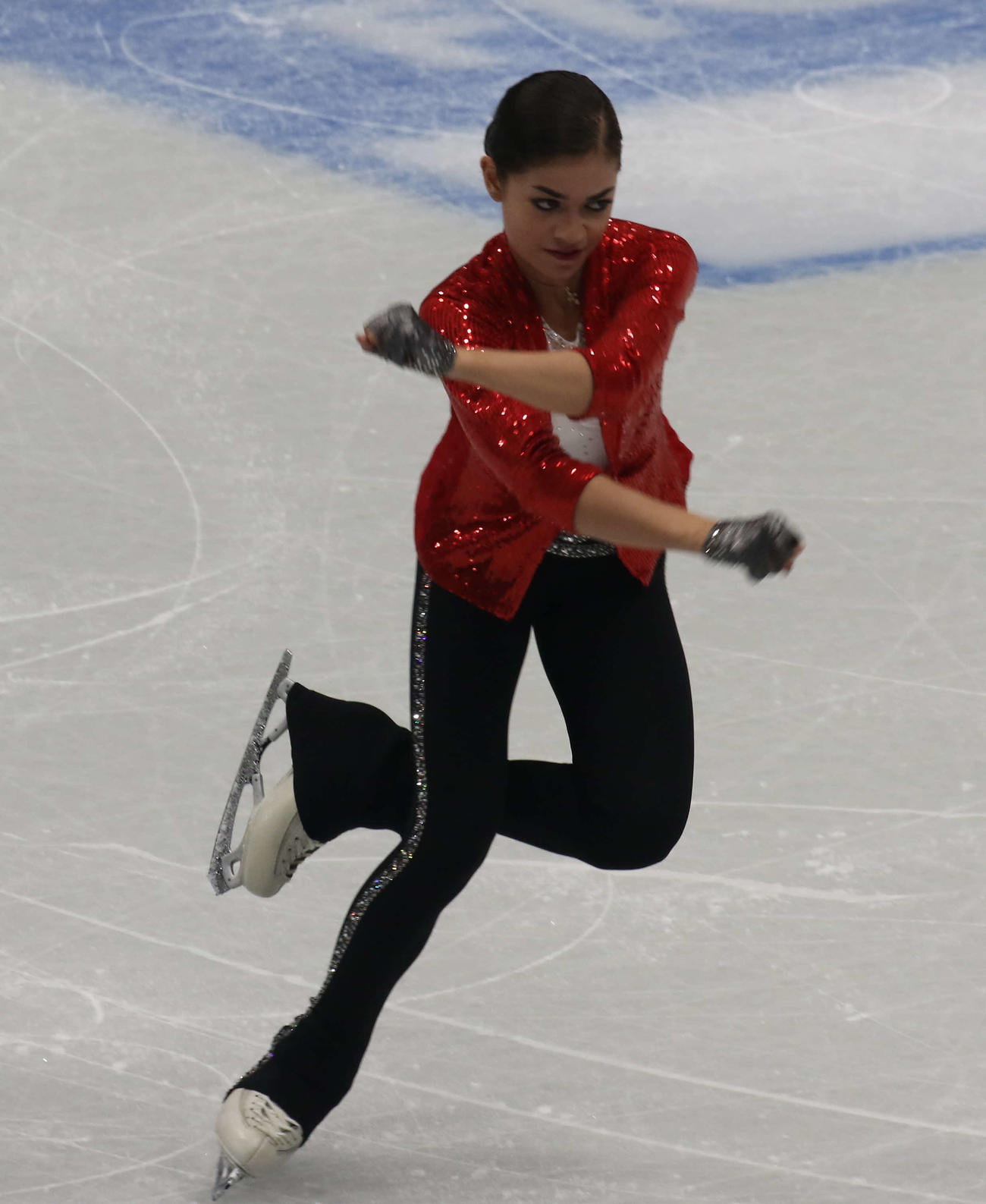 ミラノ・コルティナ冬季五輪最終予選女子SP　演技するアデリア・ペトロシャン（撮影・松本航）