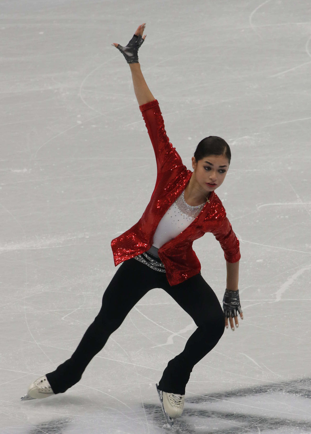 ミラノ・コルティナ冬季五輪最終予選女子SP　演技するアデリア・ペトロシャン（撮影・松本航）