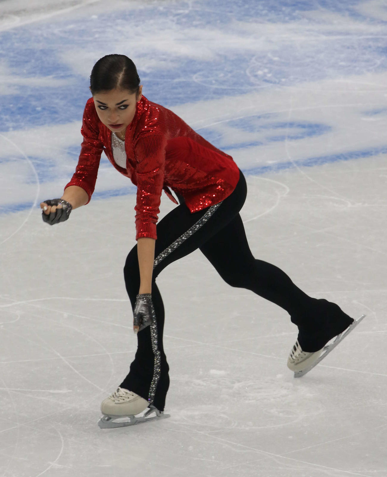 ミラノ・コルティナ冬季五輪最終予選女子SP　演技するアデリア・ペトロシャン（撮影・松本航）