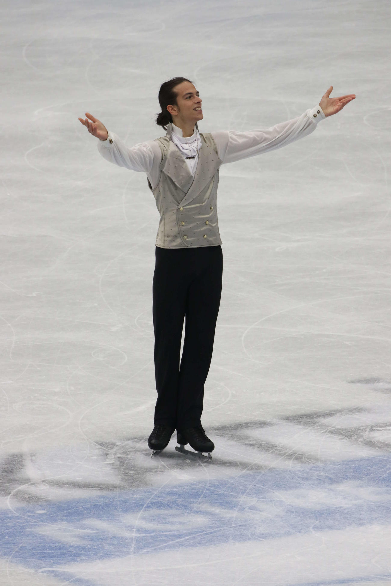 ミラノ・コルティナ冬季五輪最終予選男子フリー　演技後に笑顔を見せるピョートル・グメンニク（撮影・松本航）