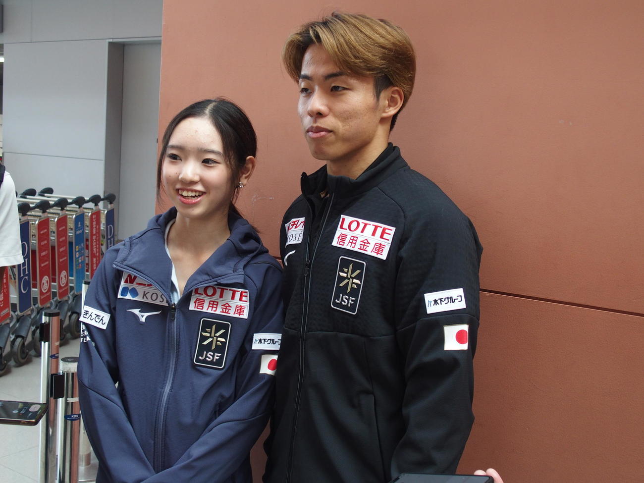 五輪最終予選が行われた中国から帰国した長岡柚奈と森口澄士