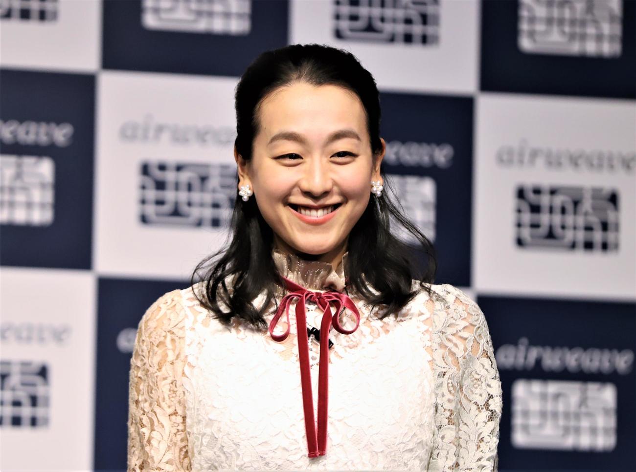 エアウィーヴ「New airweave　新商品・新CM」記者発表会に出席した浅田真央さん（撮影・藤塚大輔）
