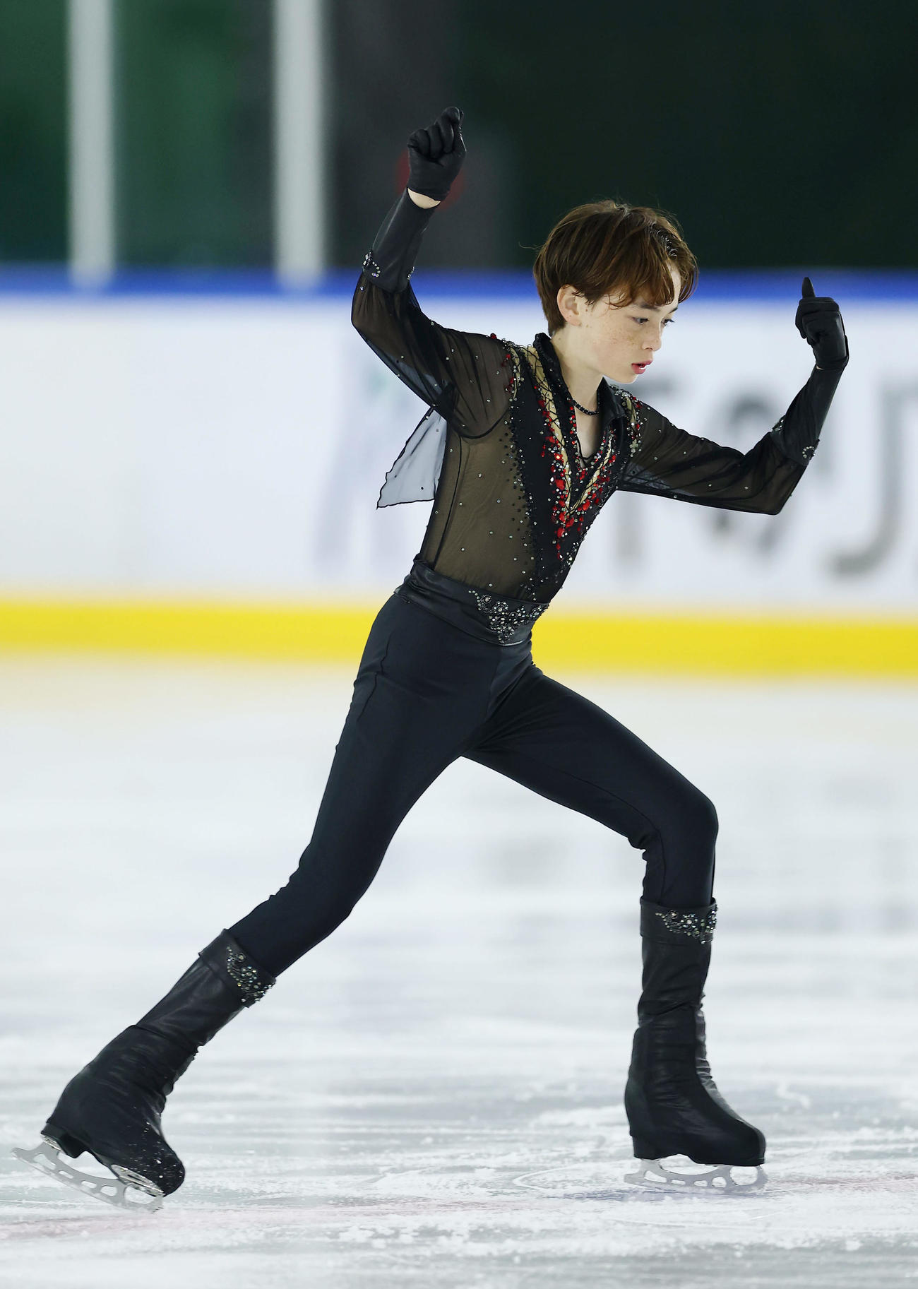 ノービスA男子フリーで演技するデイリー・スカイラー海聖（撮影・前田充）