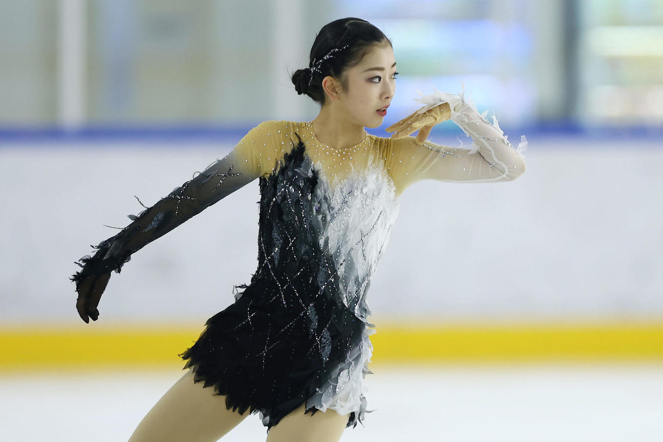 ジュニア女子フリーで演技する一貫田紗生（撮影・前田充）