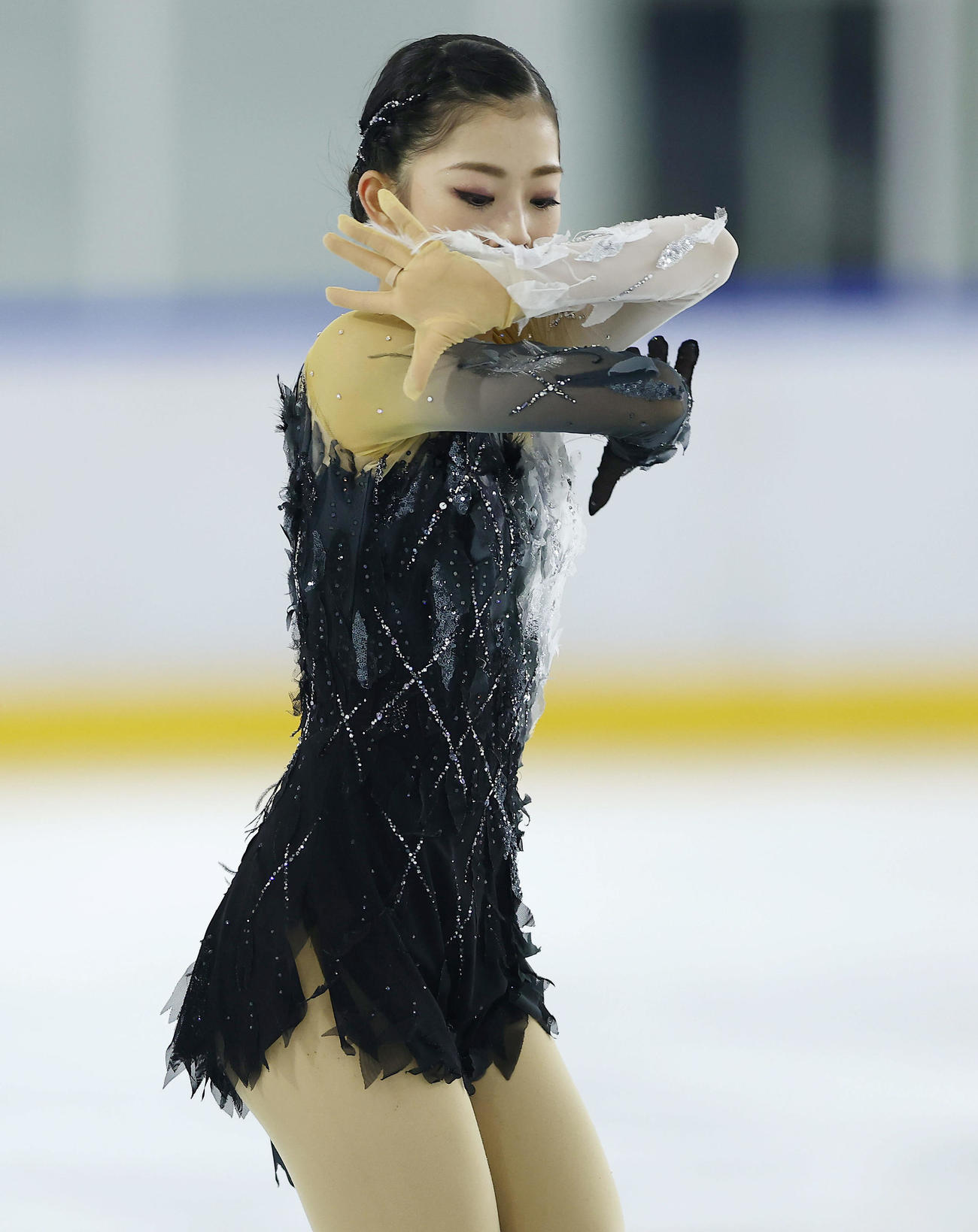 ジュニア女子フリーで演技する一貫田紗生（撮影・前田充）